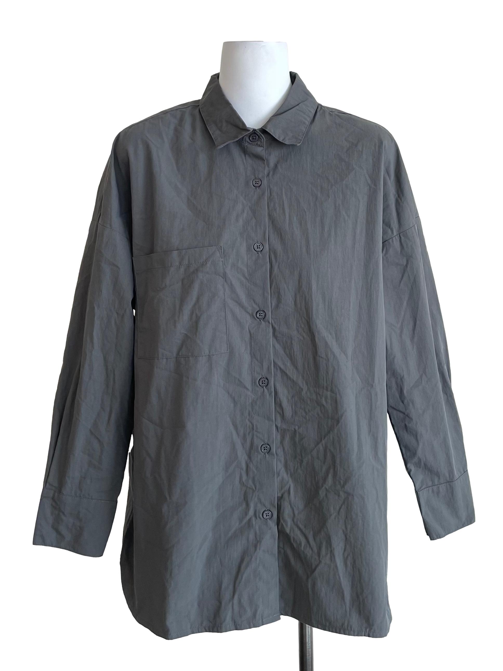 Shadow Grey Boyfriend Shirt Dress