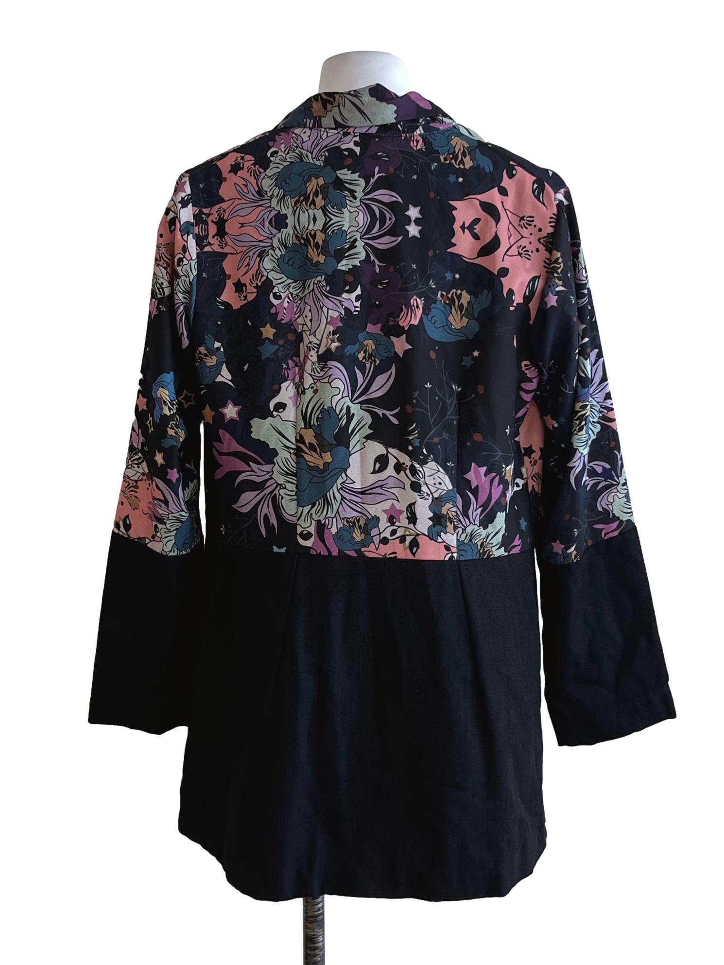 Black Abstract Single-Breasted Blazer