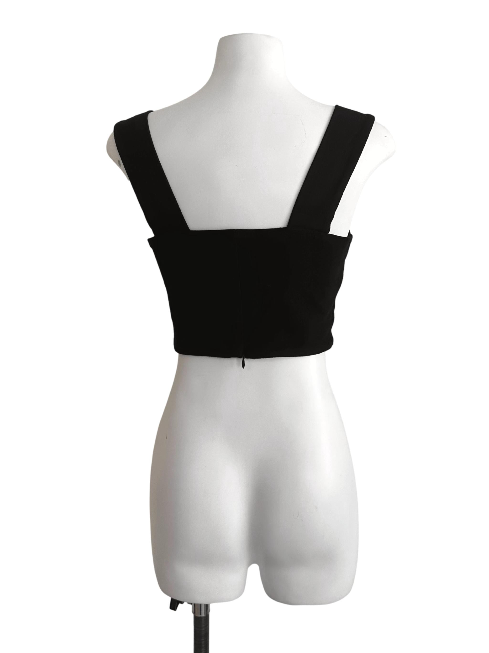Onyx Black Square Neck Knit Fitted Top