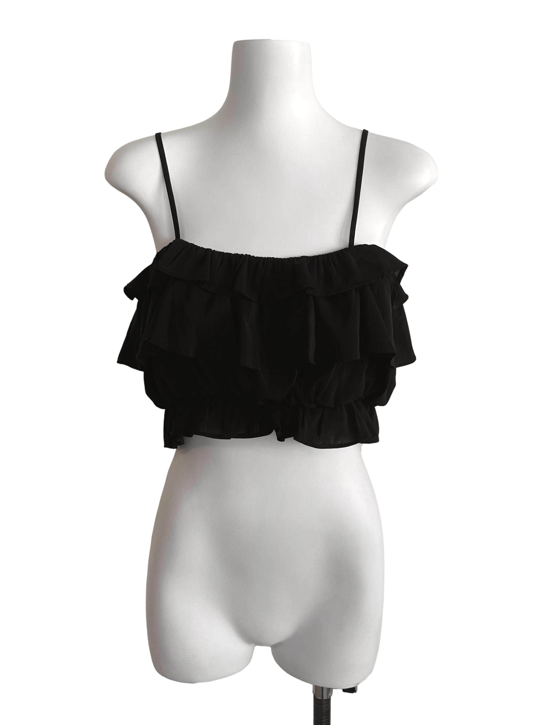 Raven Black Ruffle Layered Top TTR
