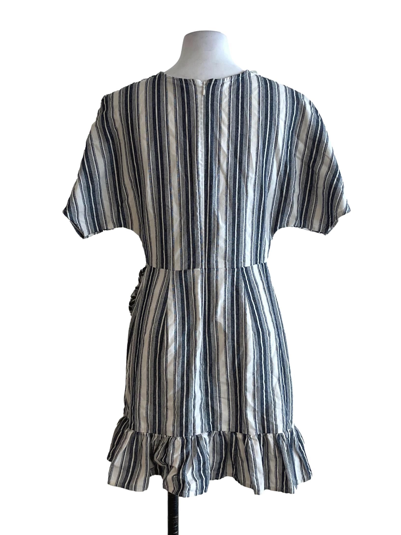 Aegean Blue Awning Stripe Empire Dress