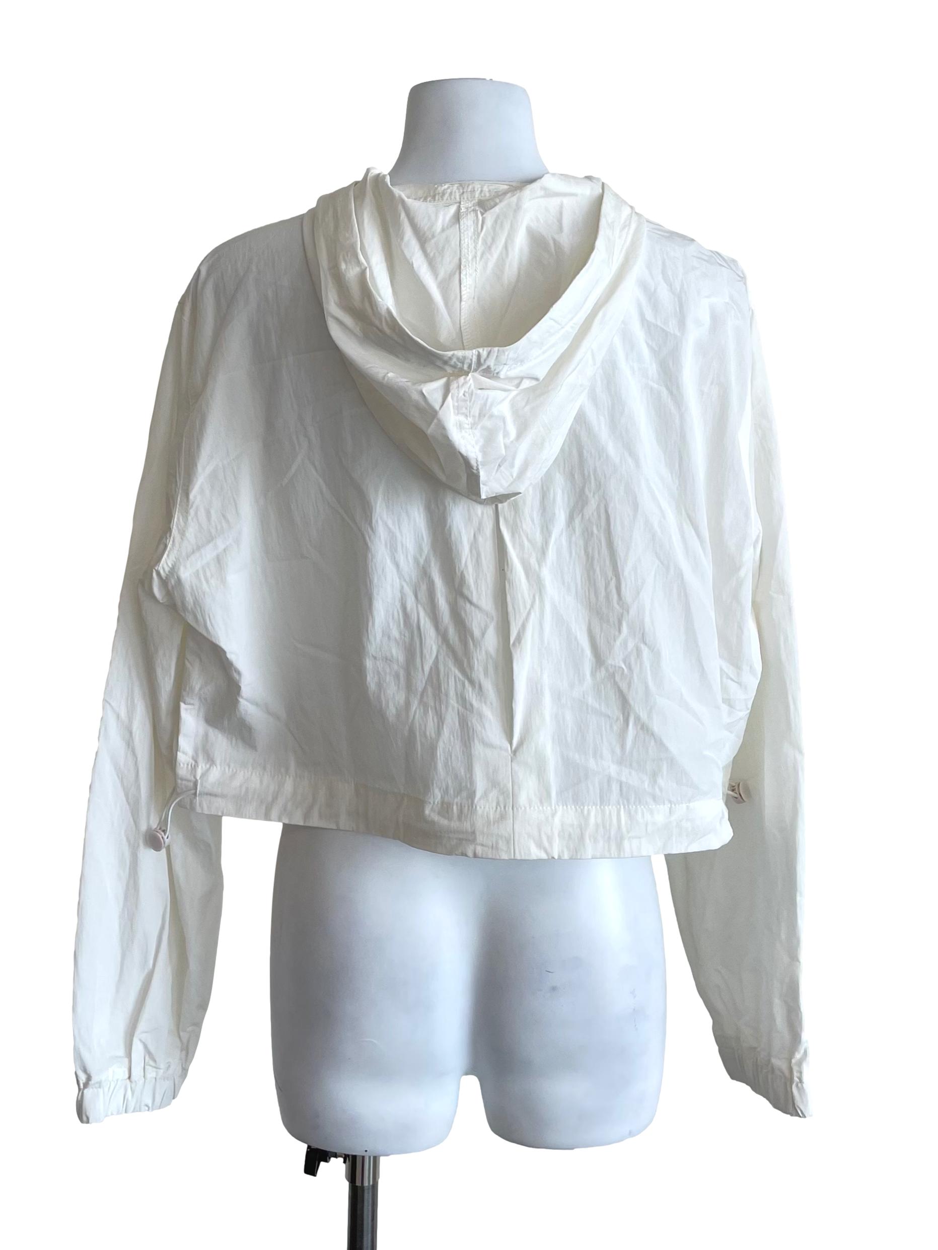 White Hooded Cargo Cropped Jacket