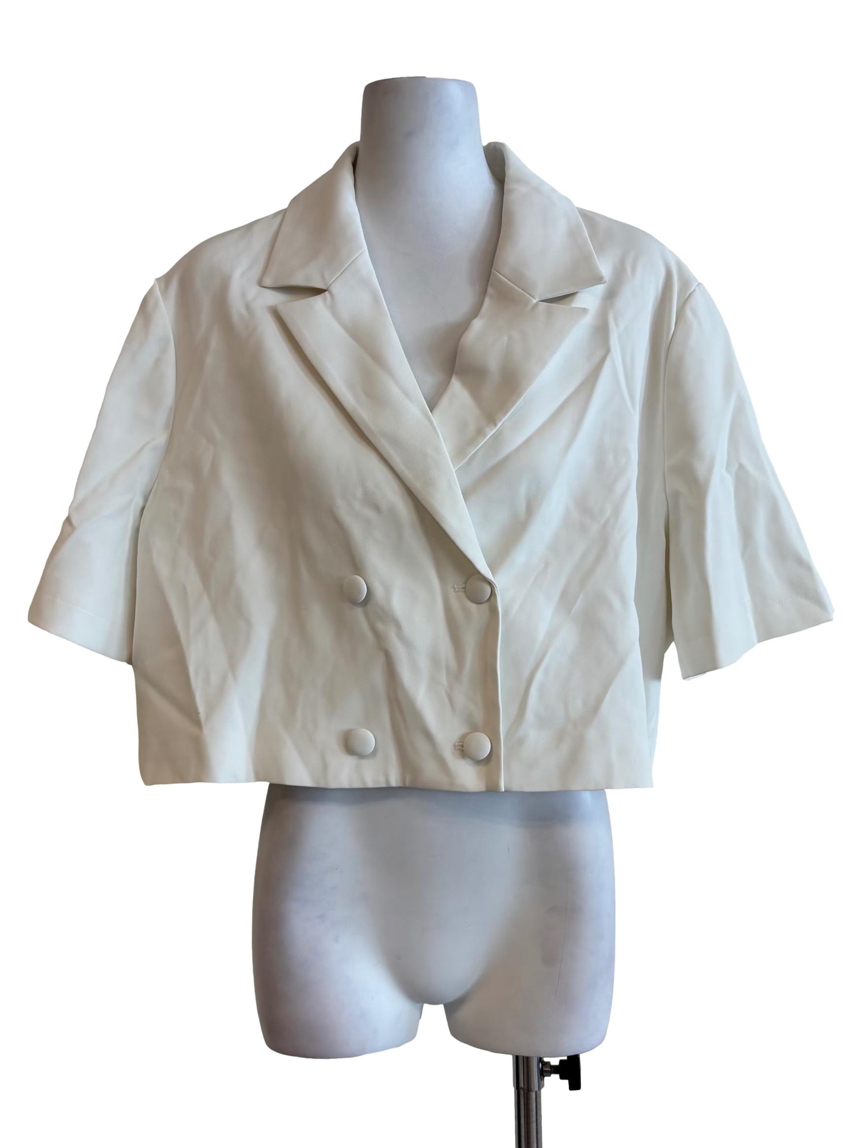 Ivory White Double Breasted Top