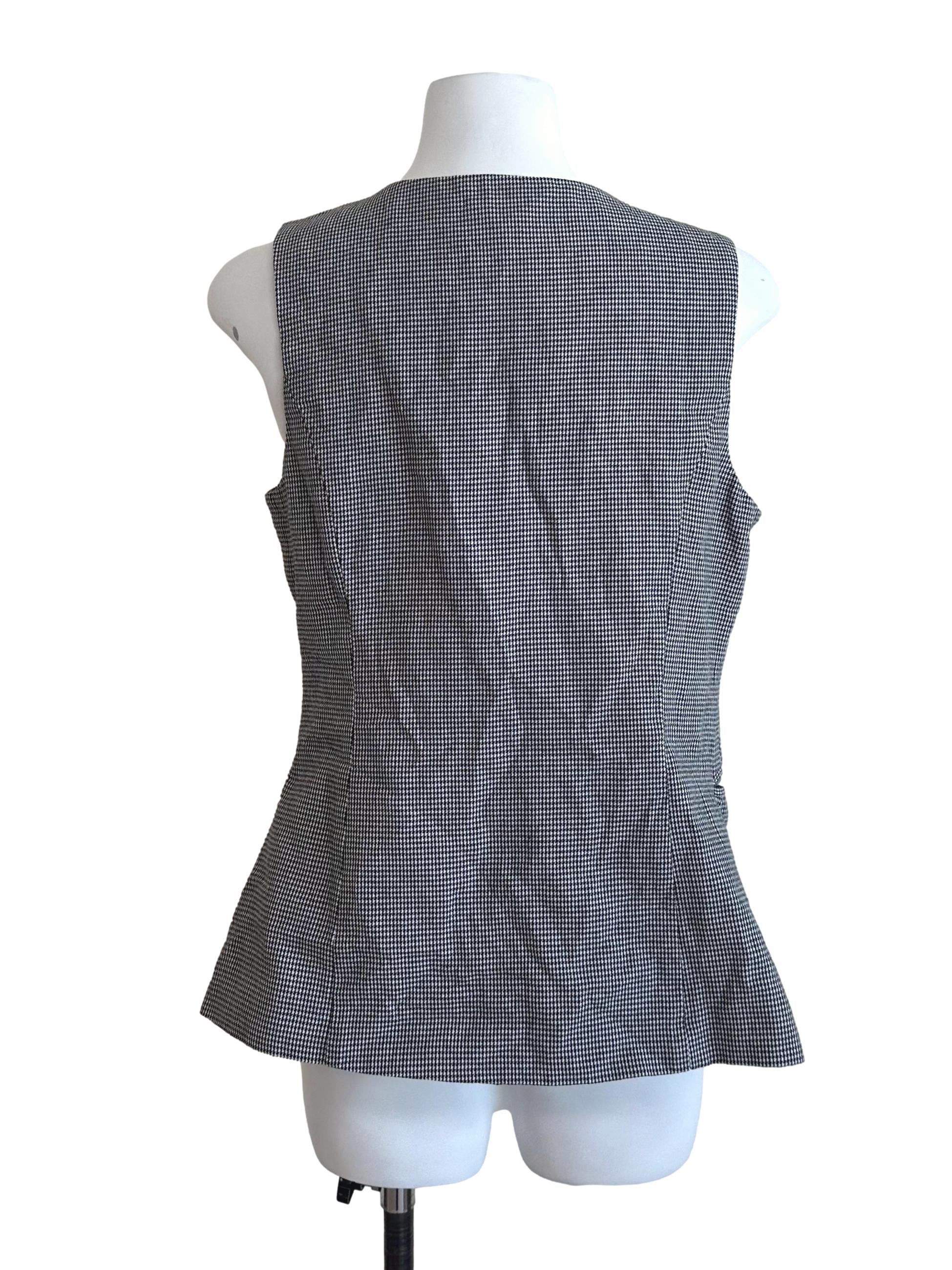 Black White Nailhead Pattern V Neck Vest TCL