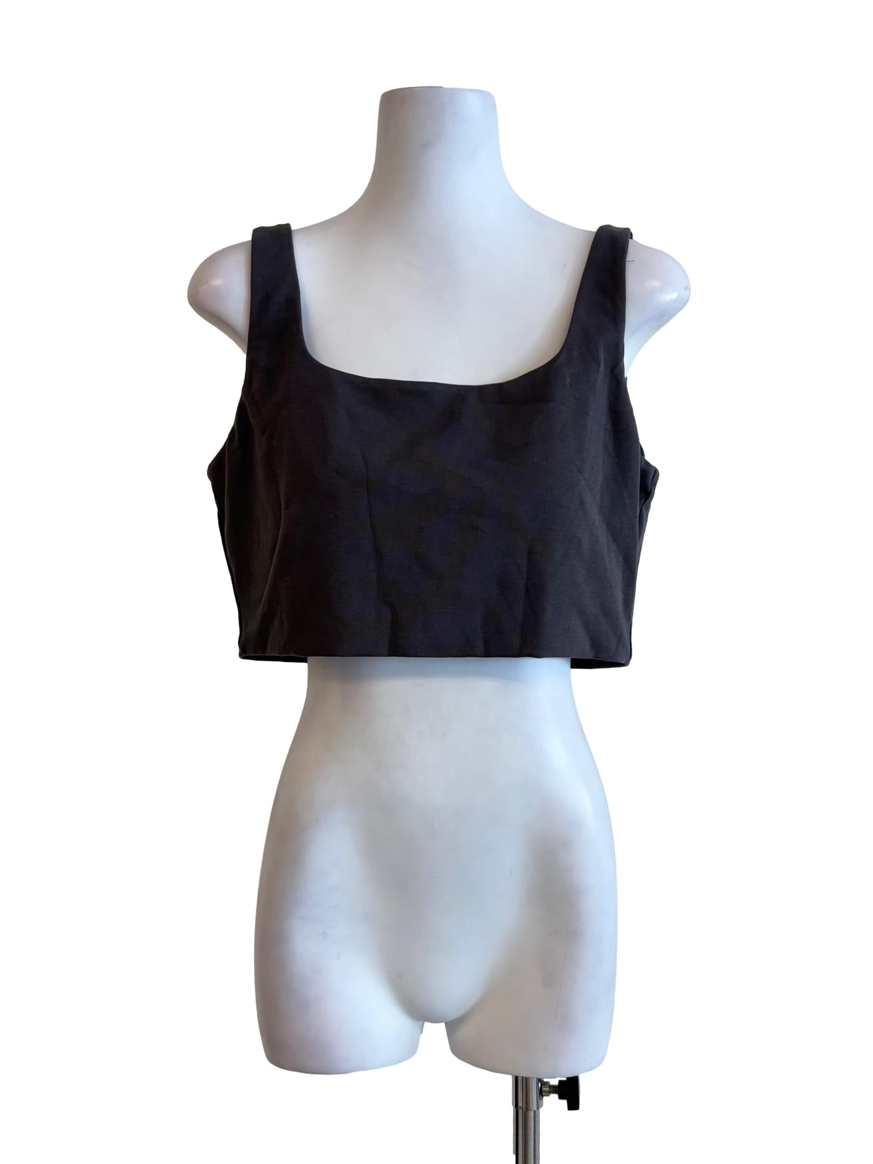 Ebony Black Square Neck Crop Top