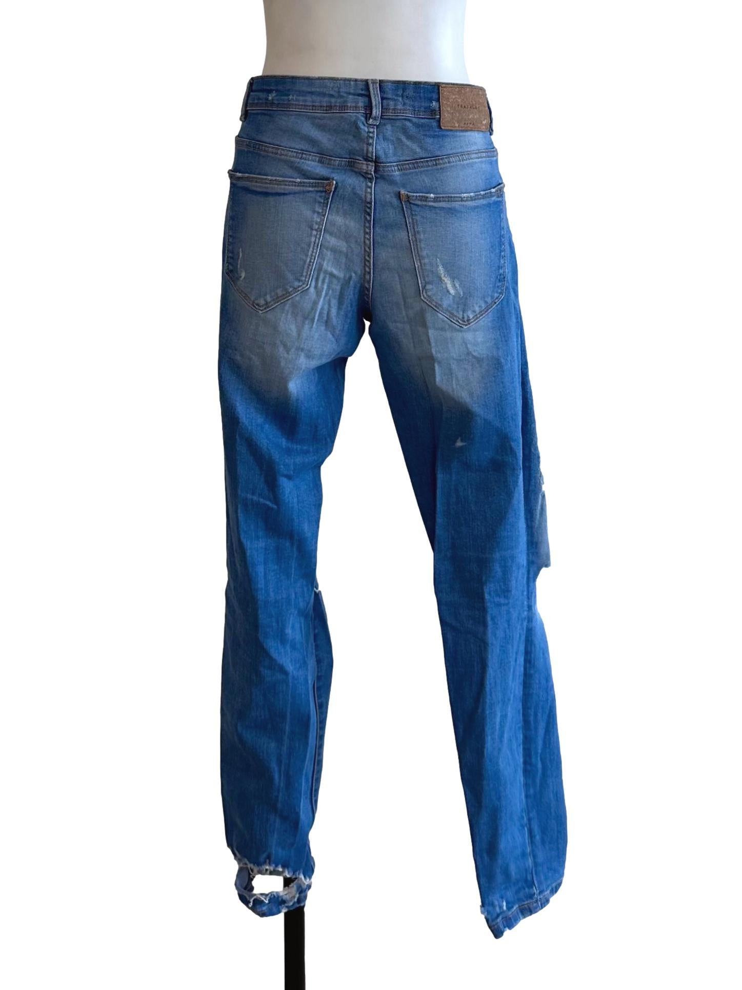 Washed Blue Denim Ripped Skinny Jeans