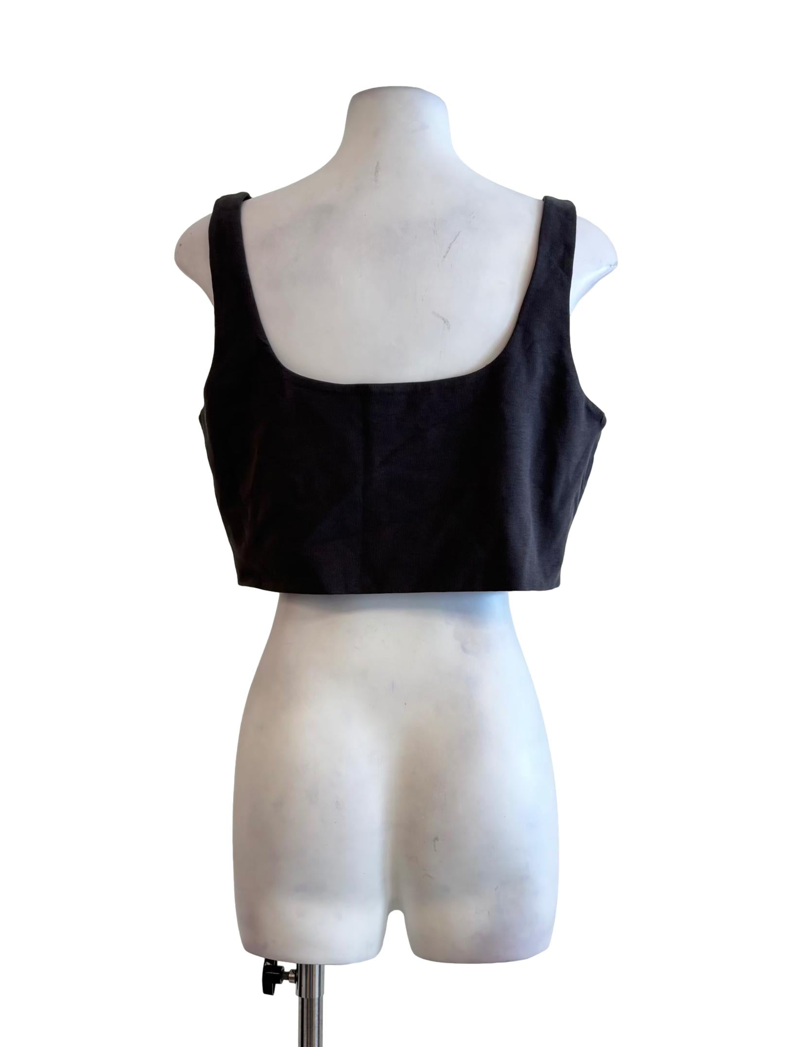 Ebony Black Square Neck Crop Top