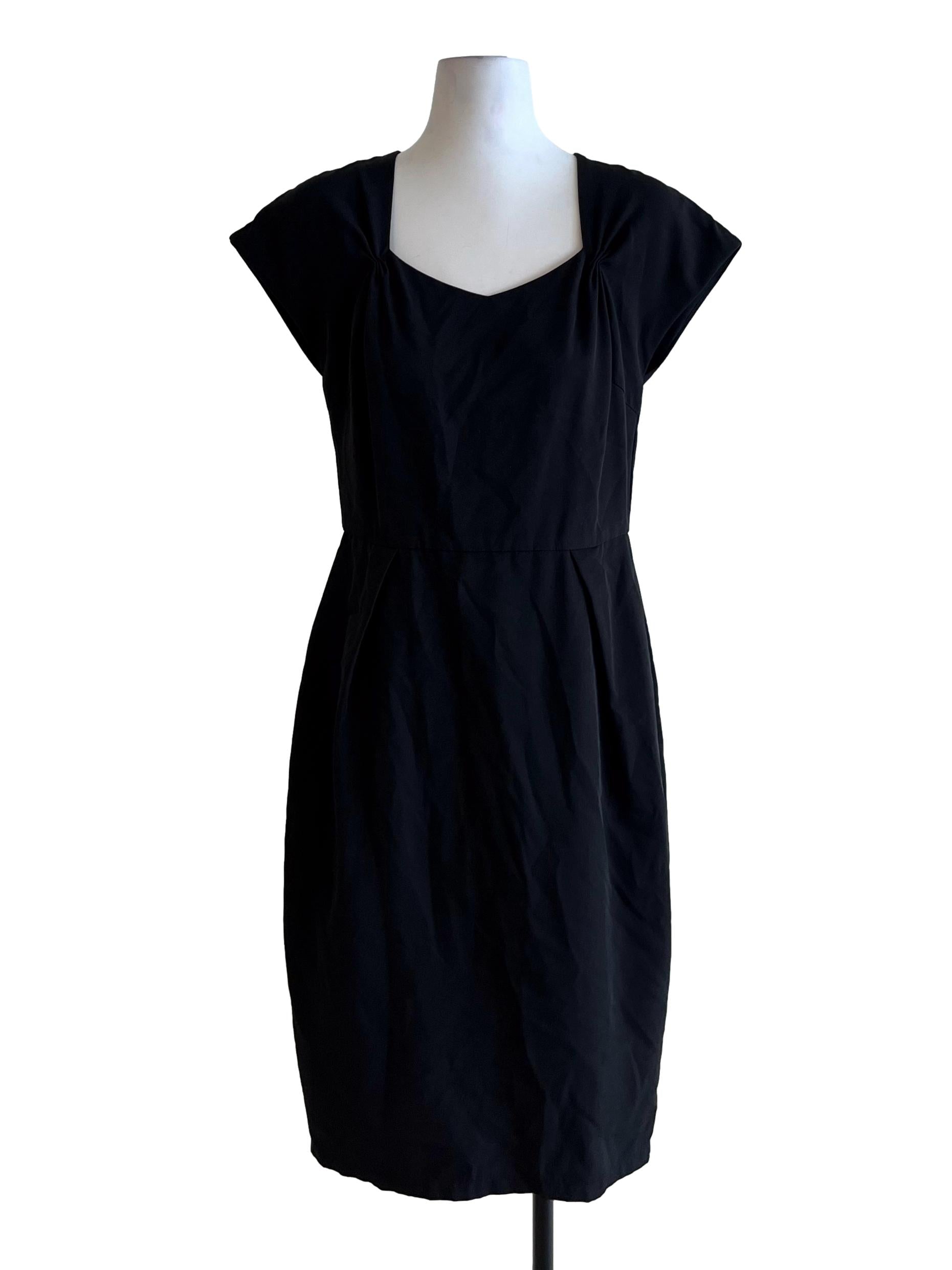 Black Square Neckline Empire Dress