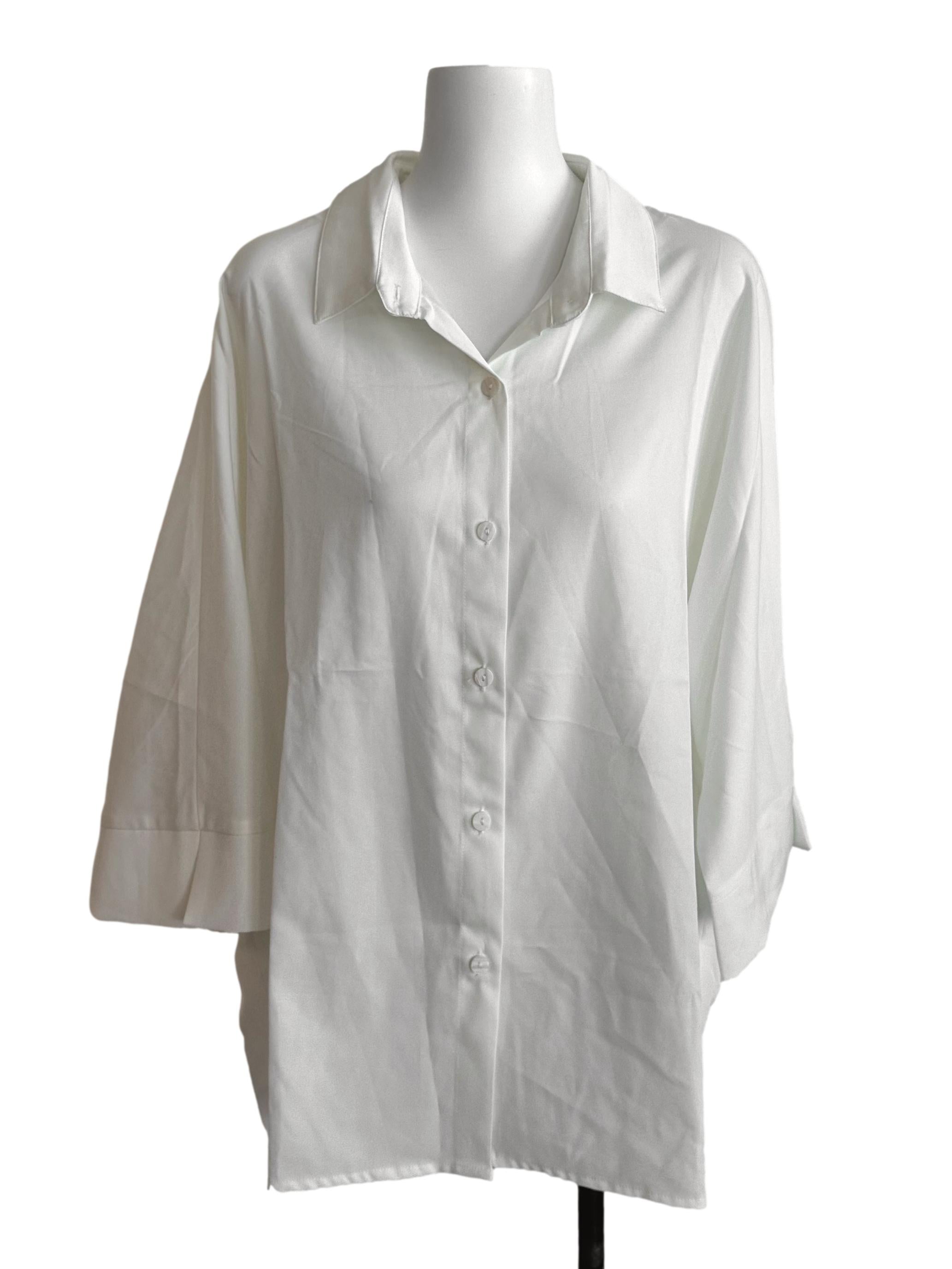Off White Collar Button Top