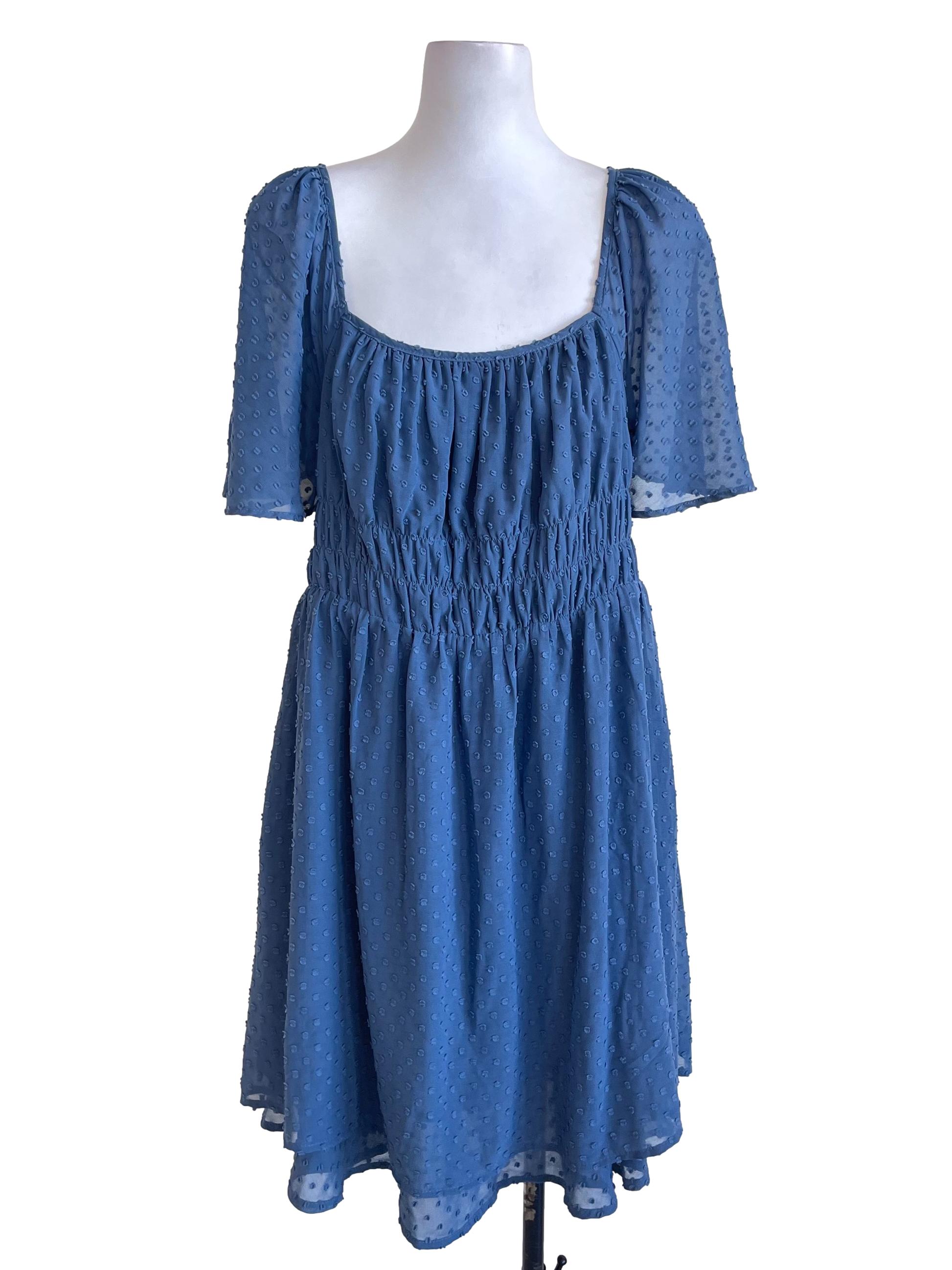 Aegean Blue Puff Sleeve Dress