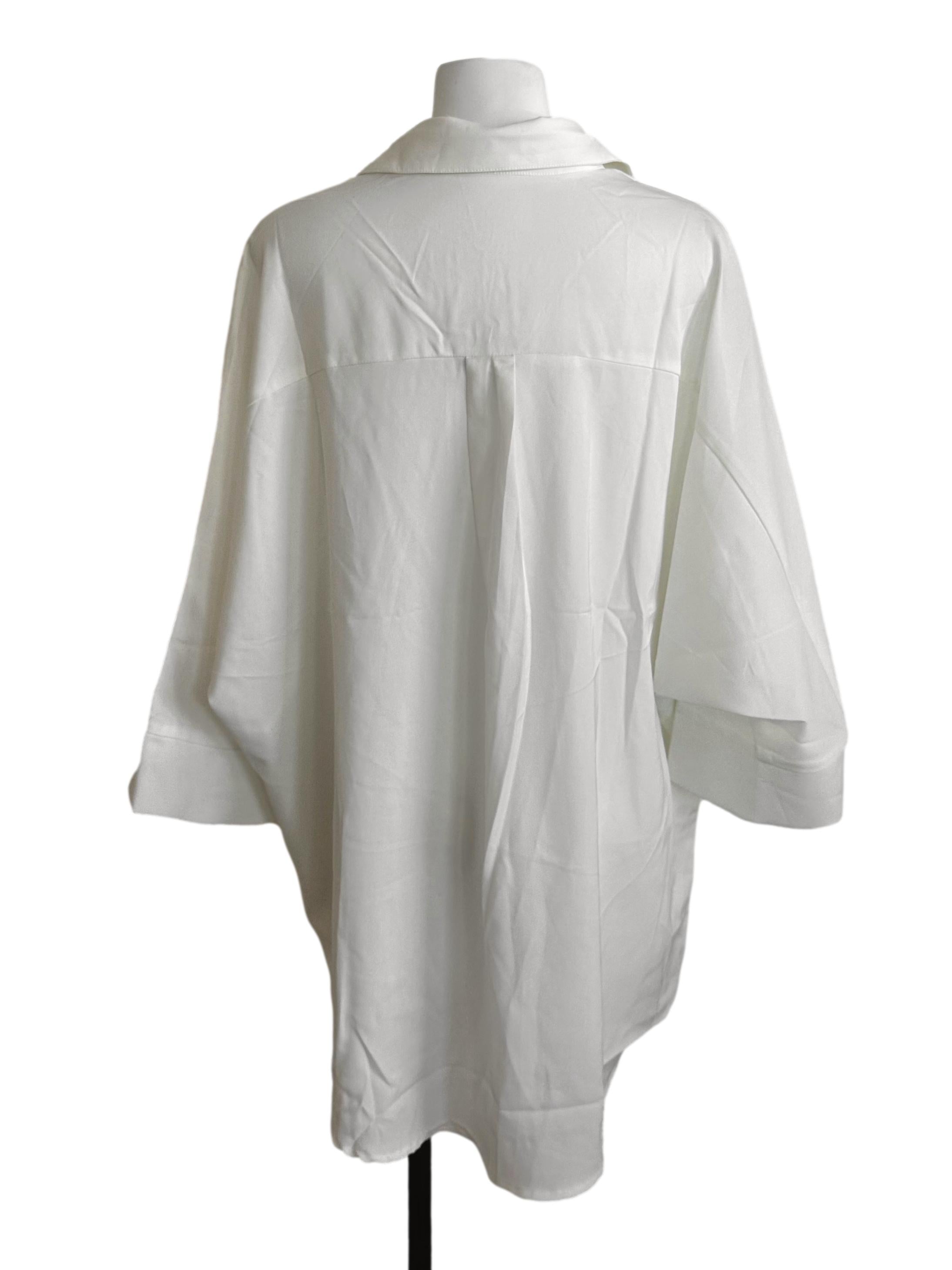 Off White Collar Button Top