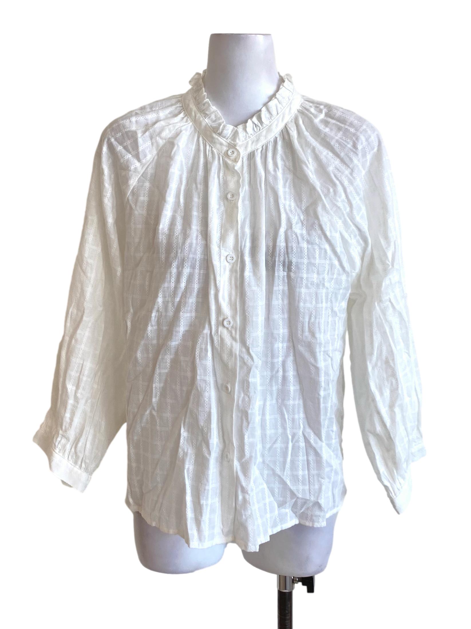 White Graph Check Buttoned Down Shirt Blouse TWL