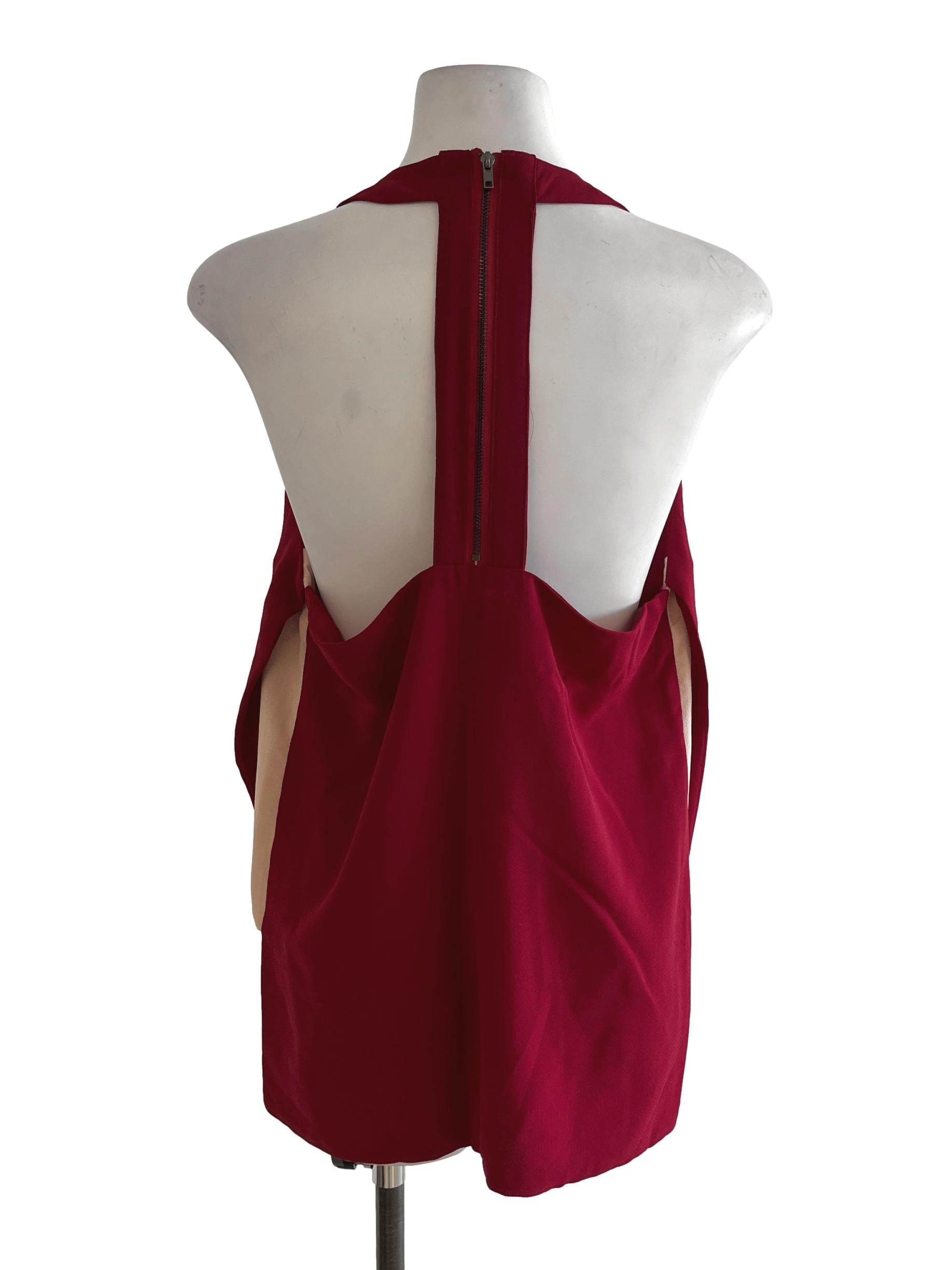 Scarlet Red Parchment Beige Halter Top
