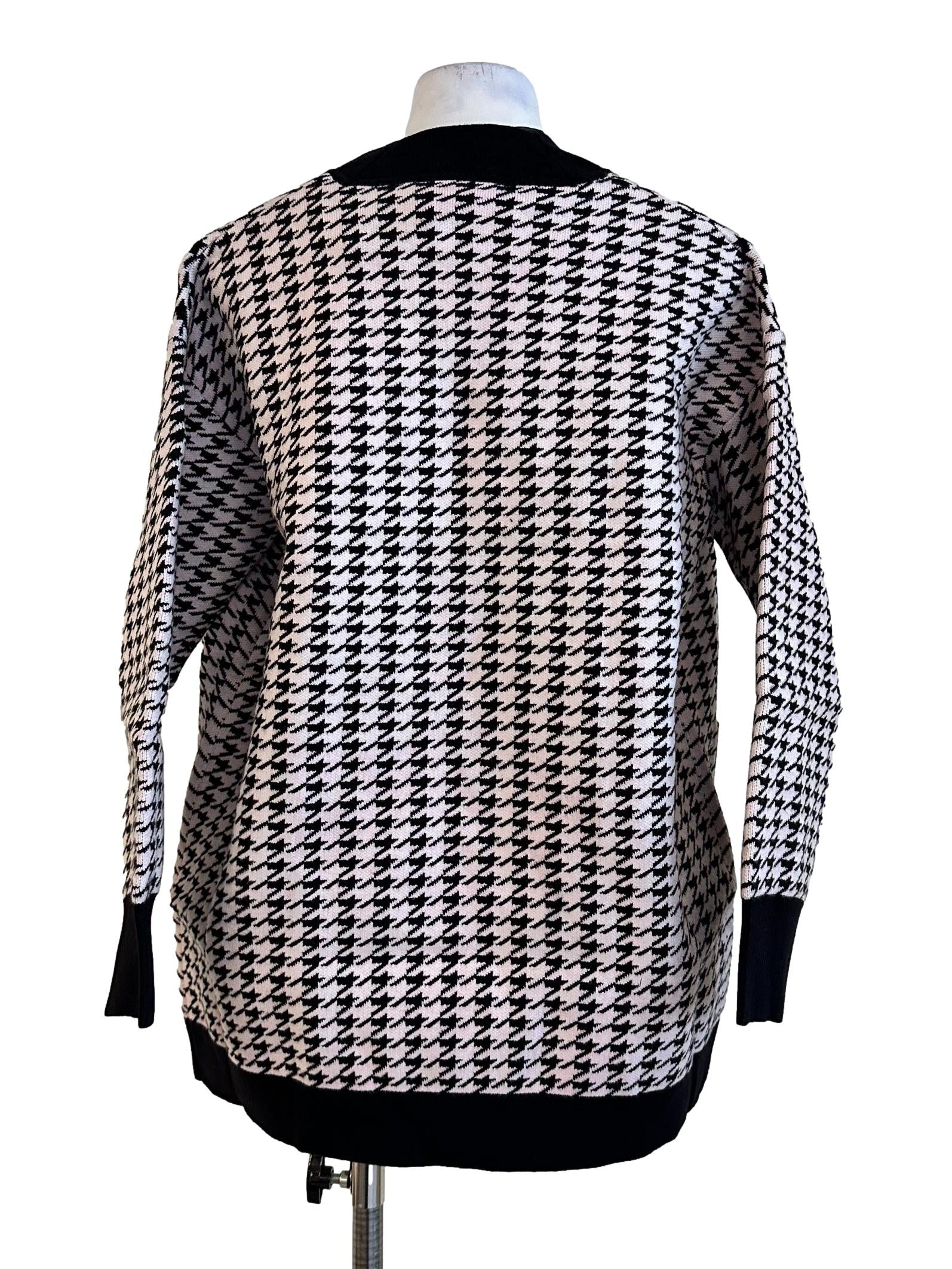 Light Pink Houndstooth Pattern Cardigan