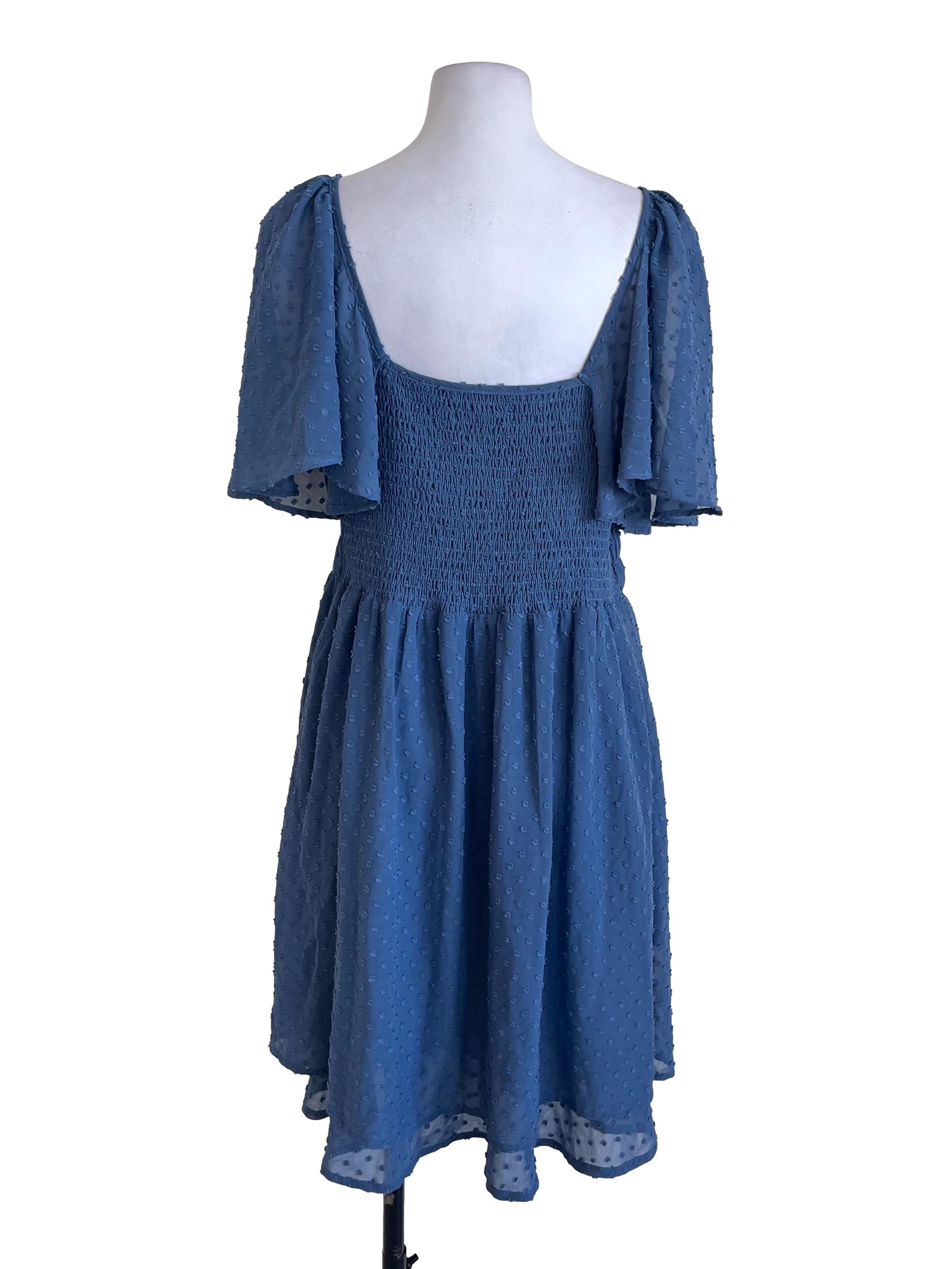 Aegean Blue Puff Sleeve Dress