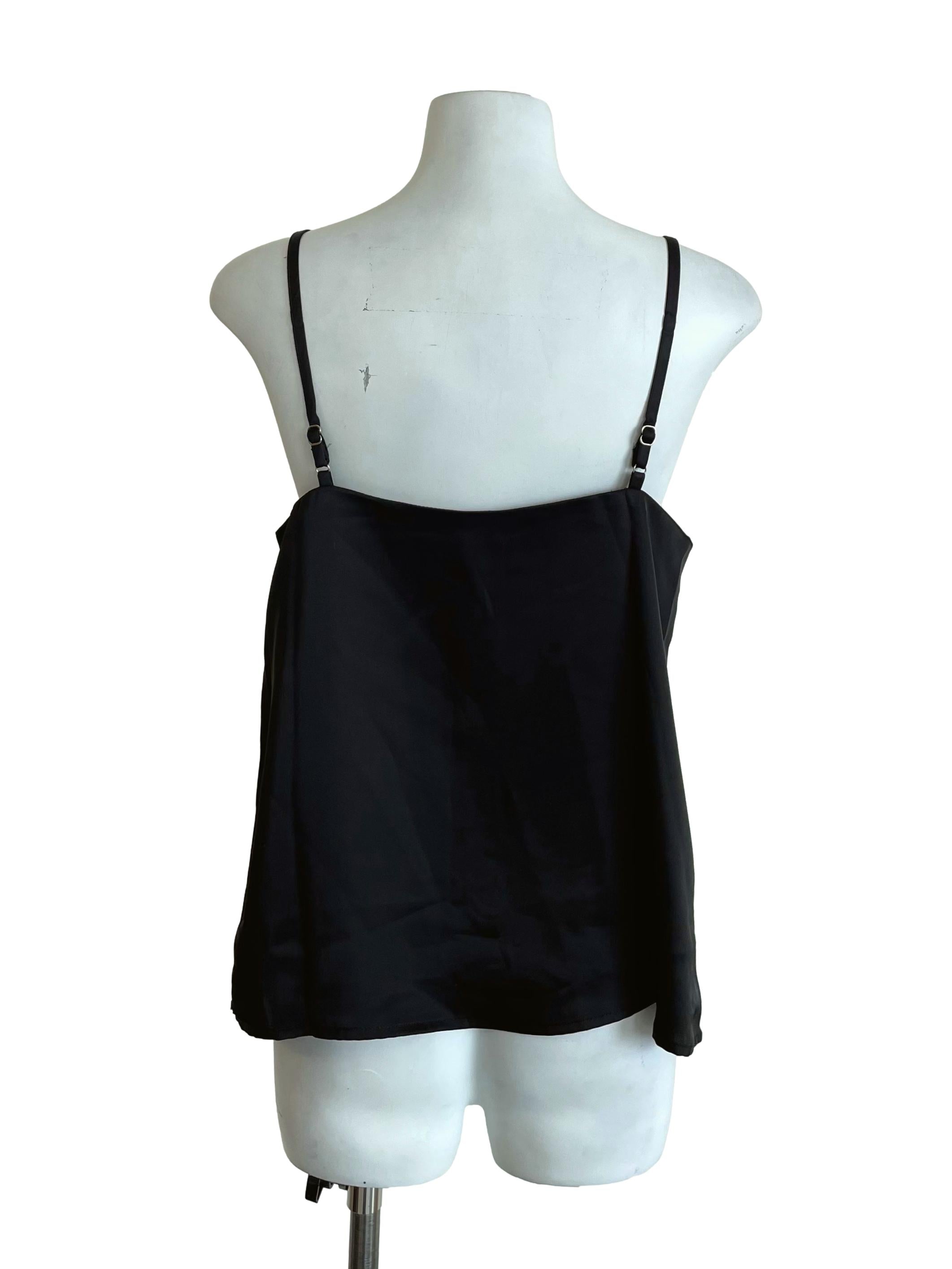 Black Satin V Neck Camisole