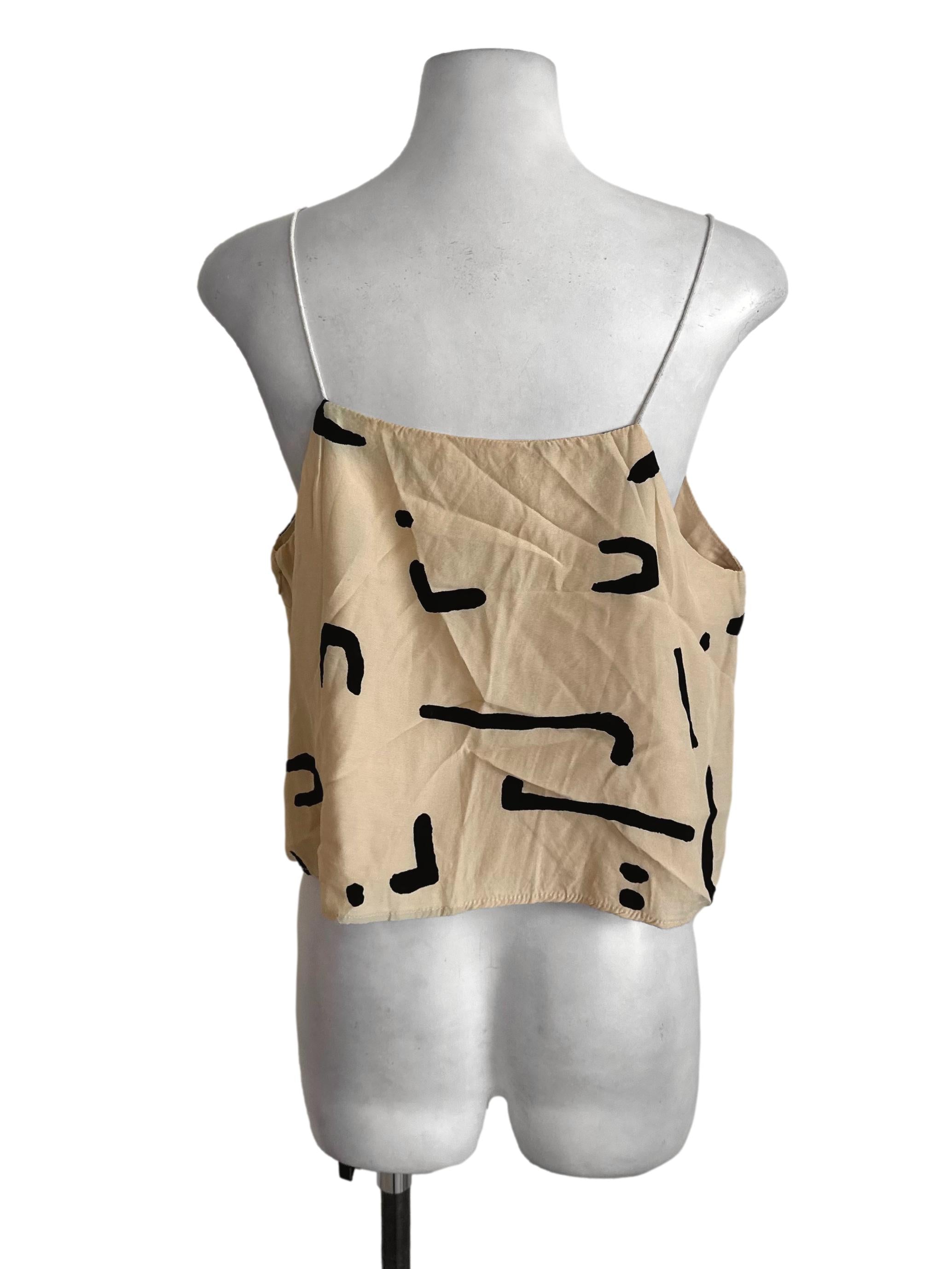 Light Yellow Pattern Spaghetti Strap Top TEM