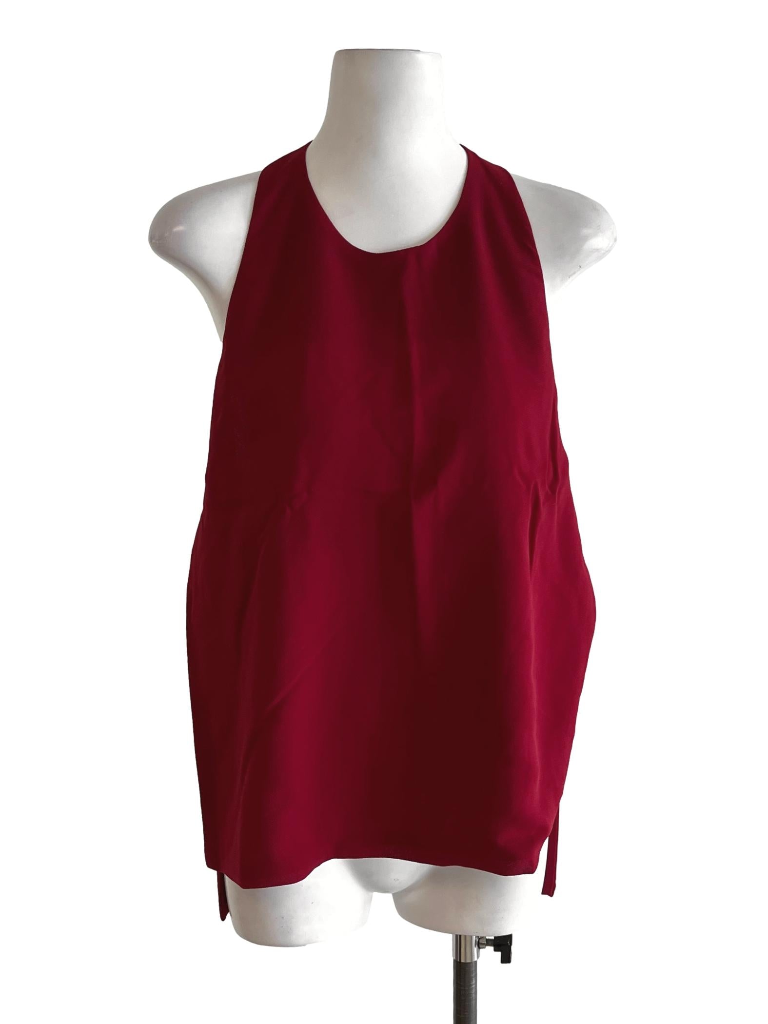 Scarlet Red Parchment Beige Halter Top