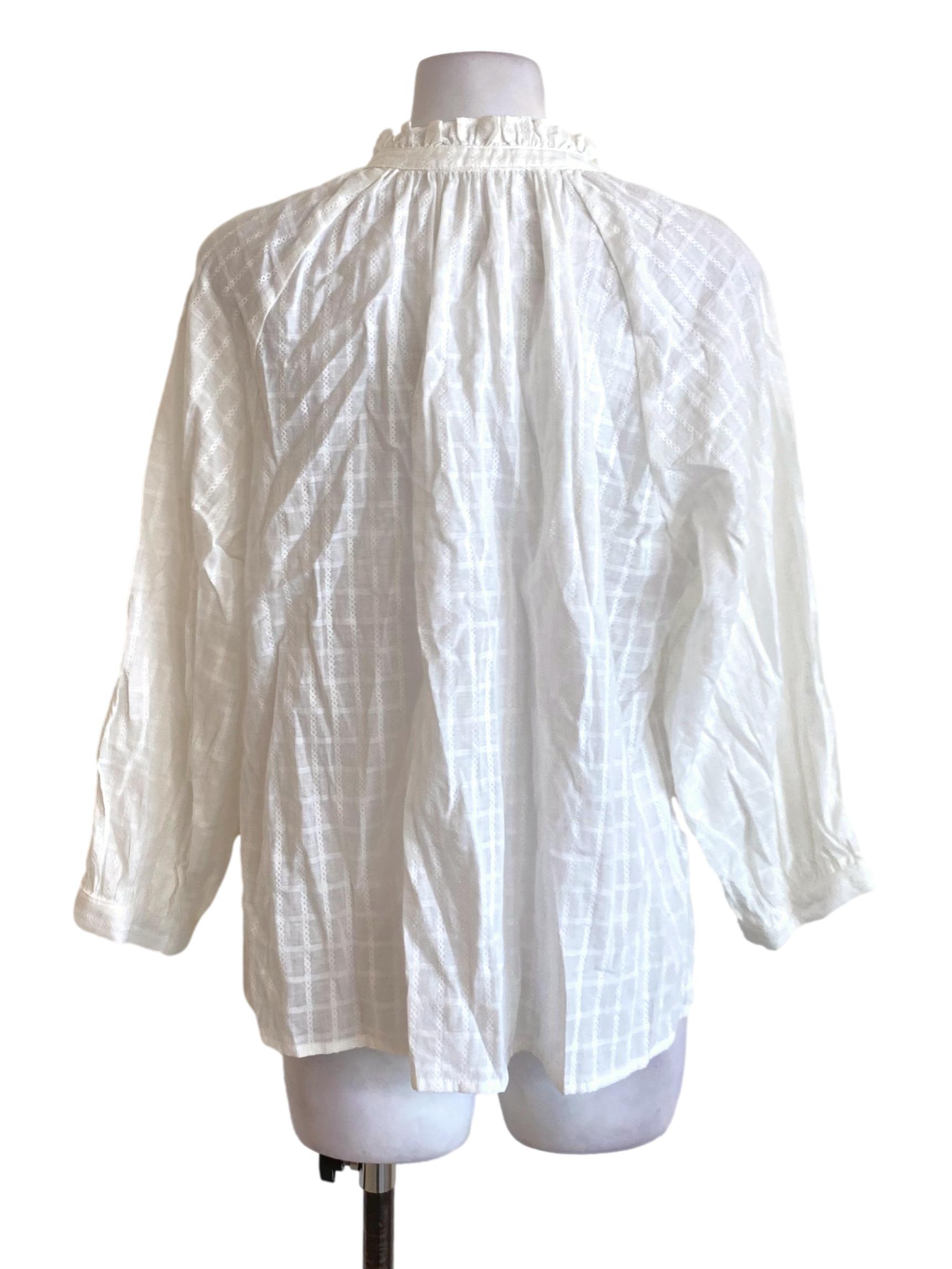 White Graph Check Buttoned Down Shirt Blouse TWL