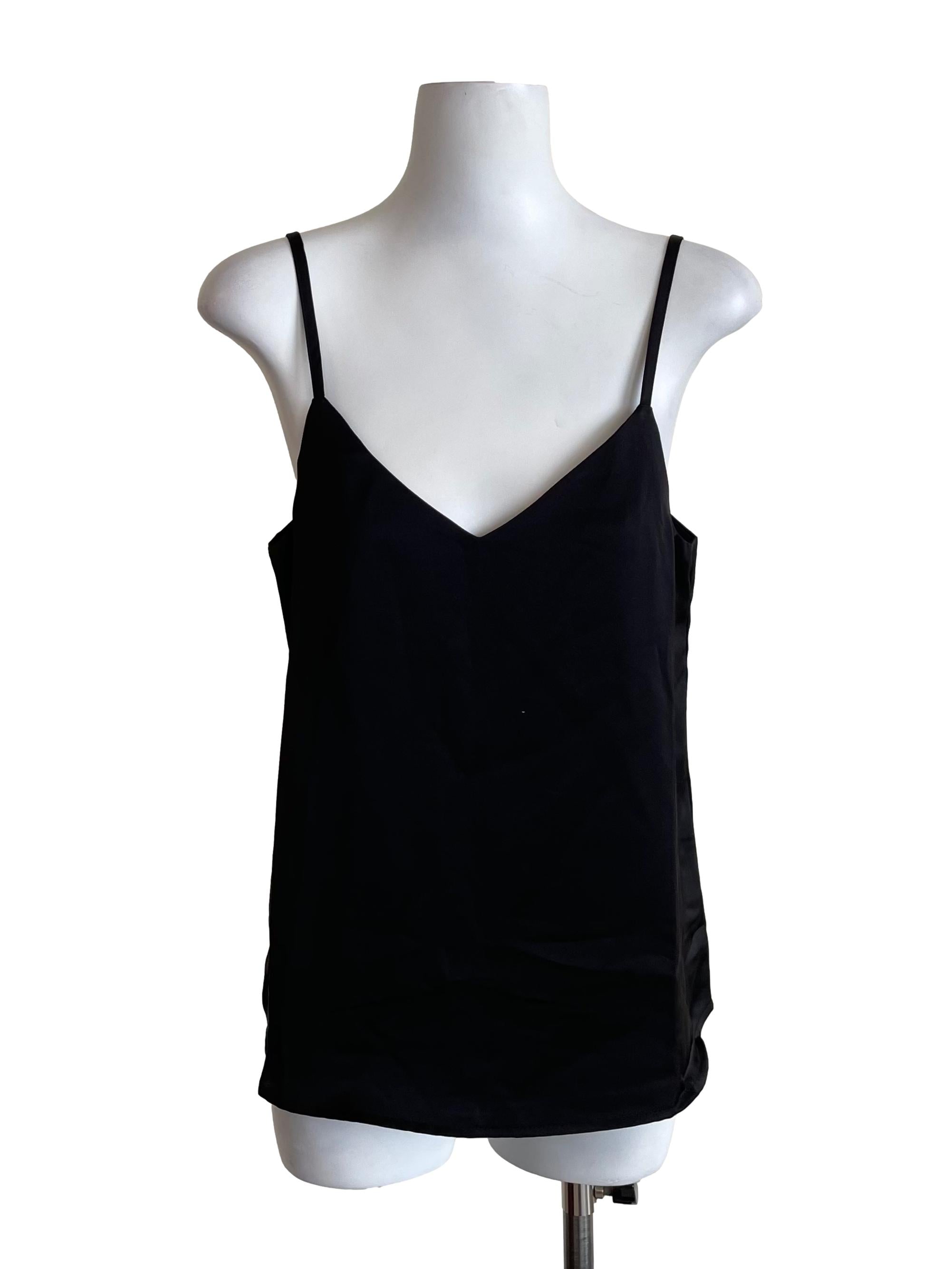 Black Satin V Neck Camisole