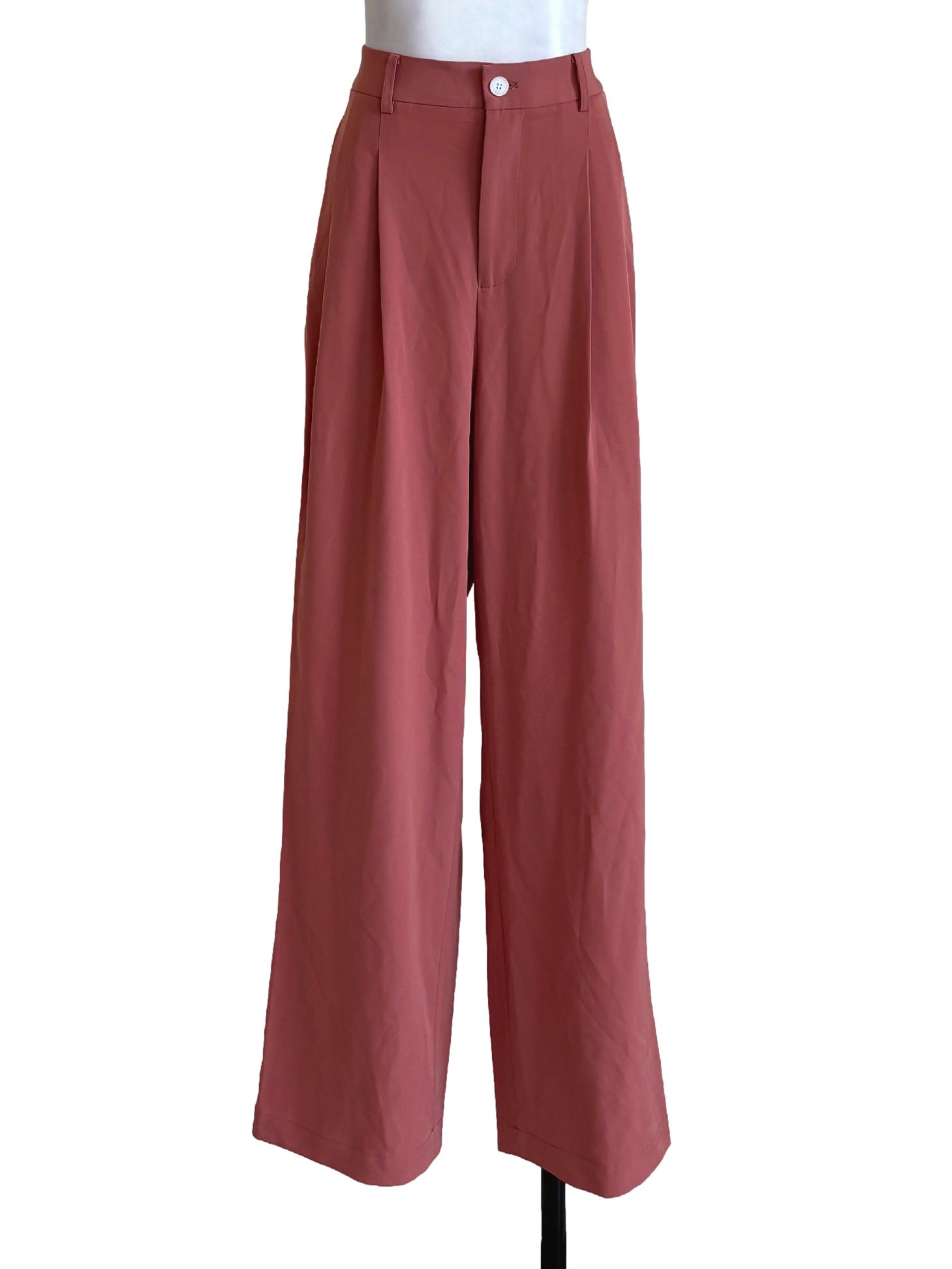 Blush Red Pleated Dress Pants