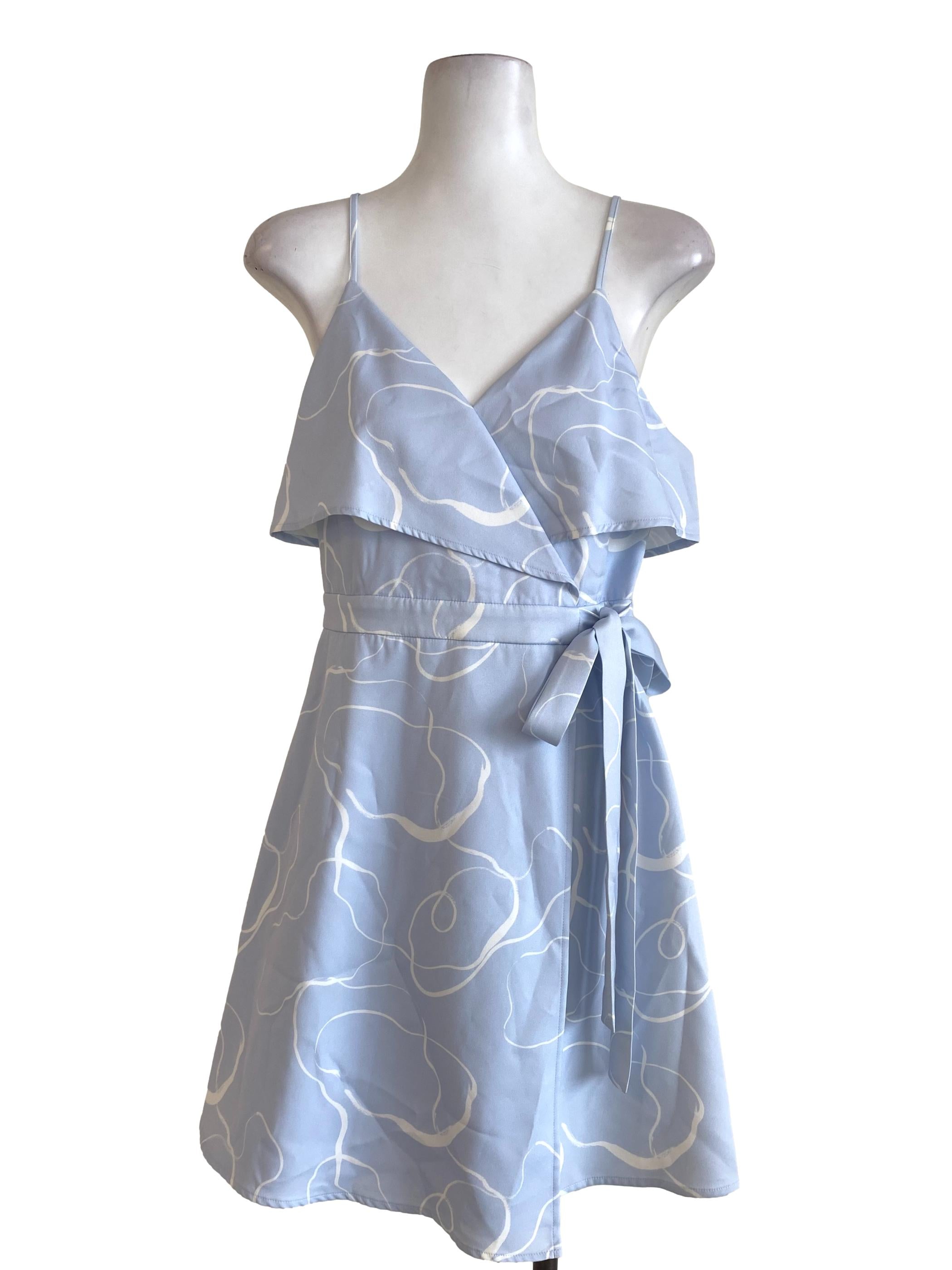Soft Blue Abstract Pattern Dress LB