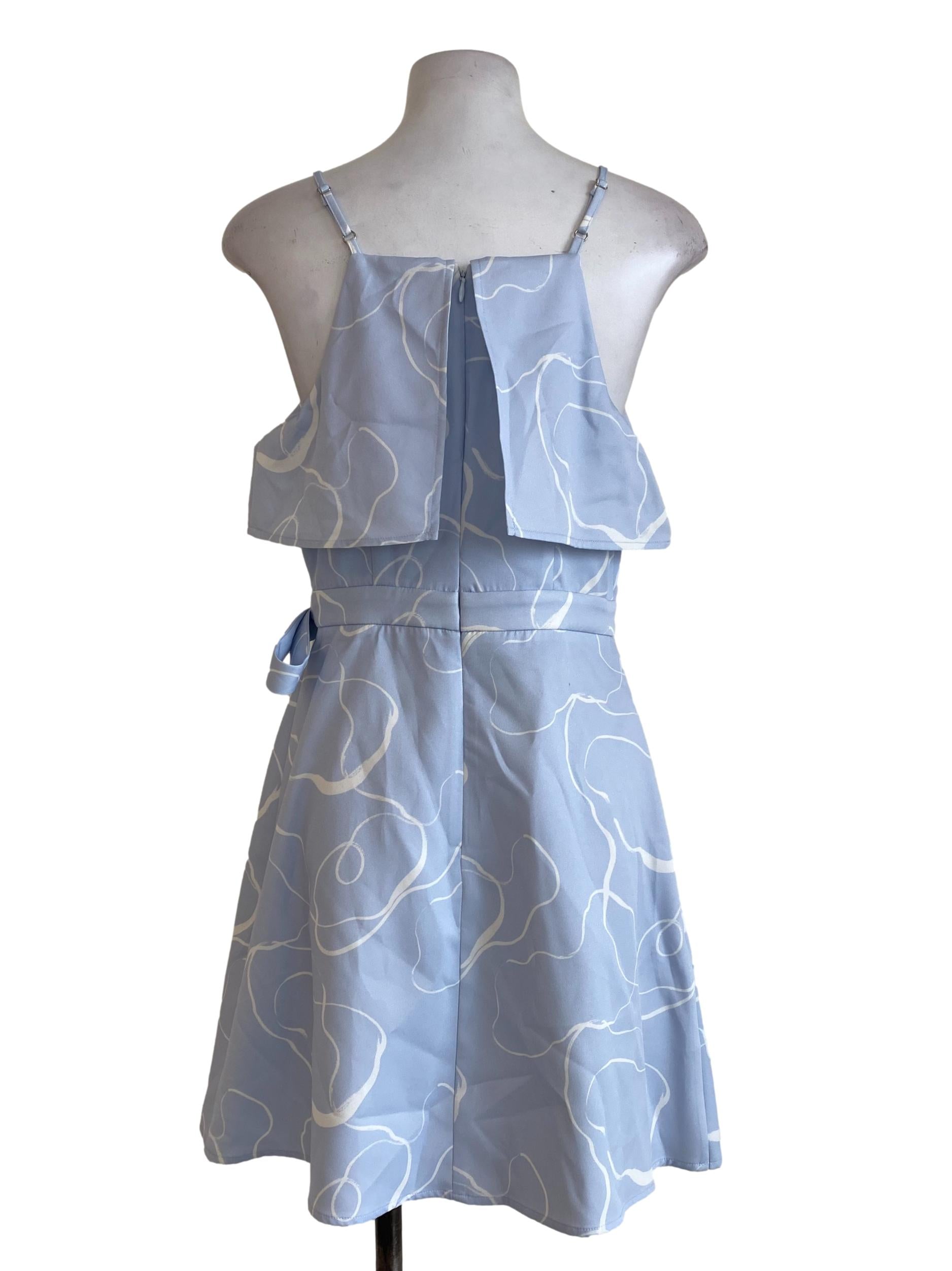 Soft Blue Abstract Pattern Dress LB