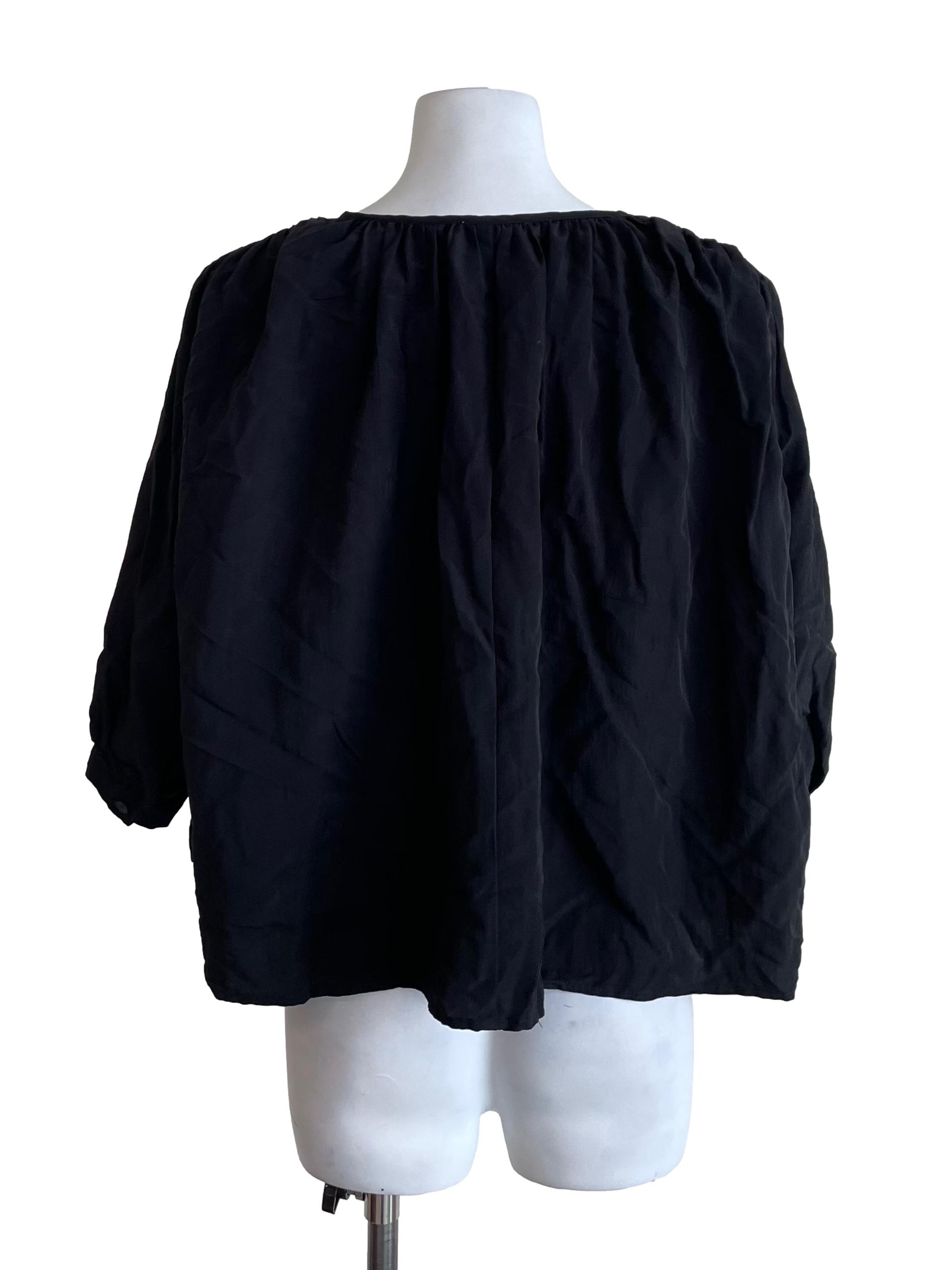 Black Draped Mid Sleeves Tent Top