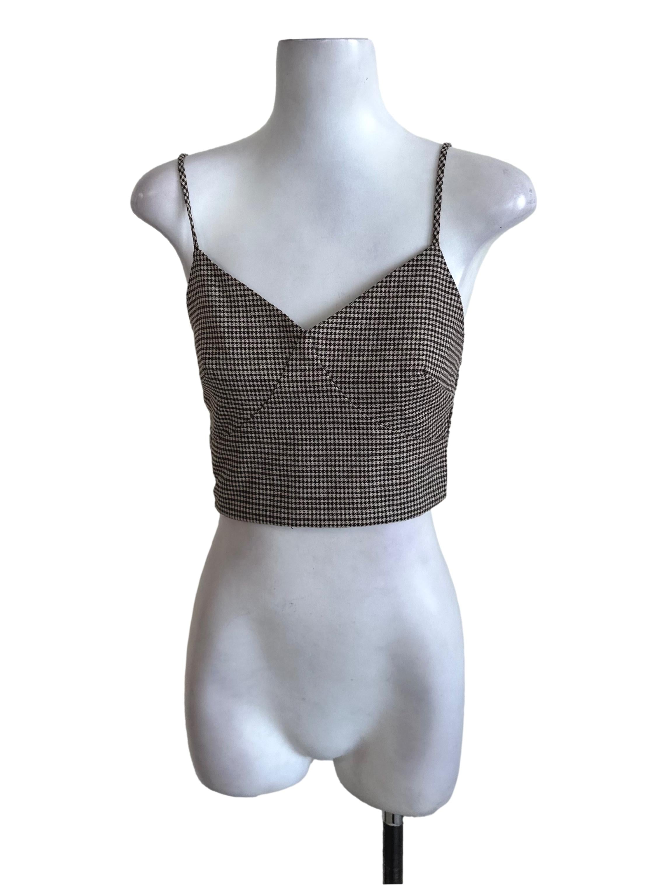 Dark Brown Nailshead Pattern Sweetheart Top TEM