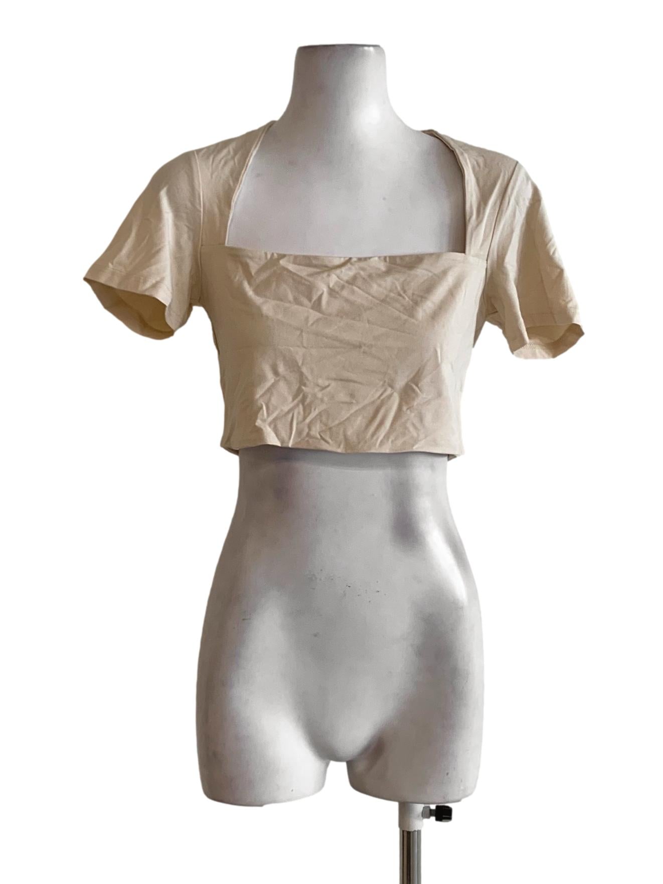 Beige Square Neckline Blouse