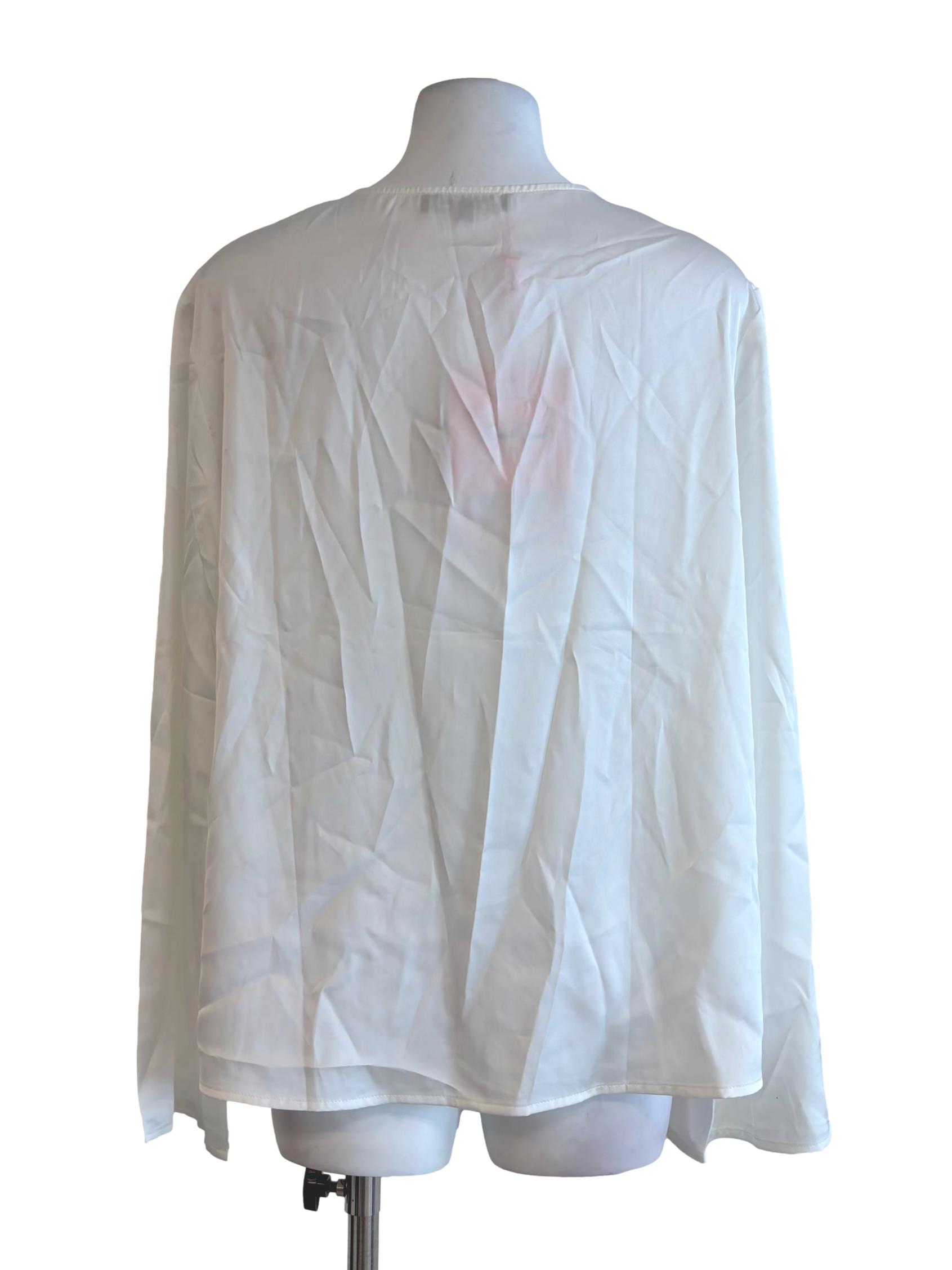 Pearl White Long Sleeve Ruffle Blouse