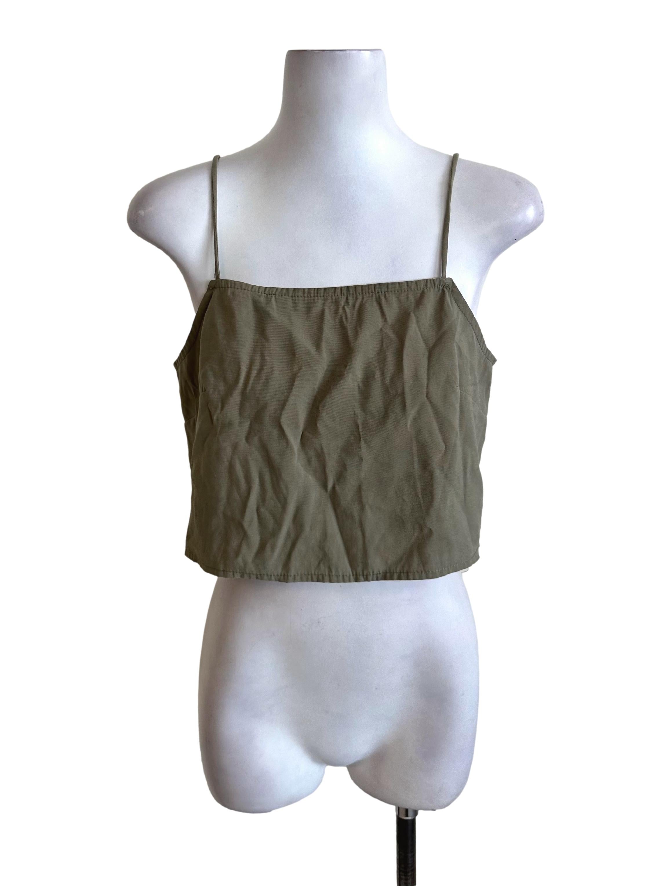 Dark Sage Green Square Neck Top TEM