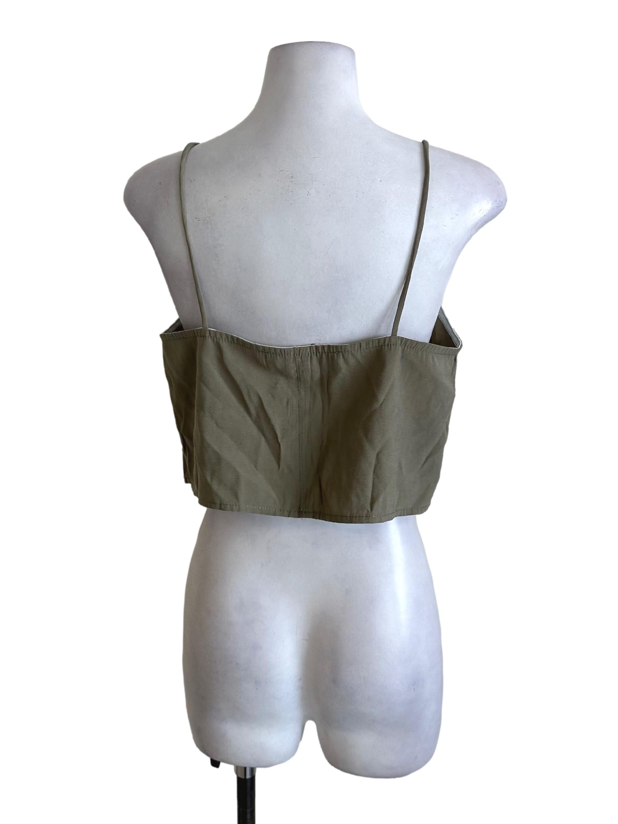Dark Sage Green Square Neck Top TEM