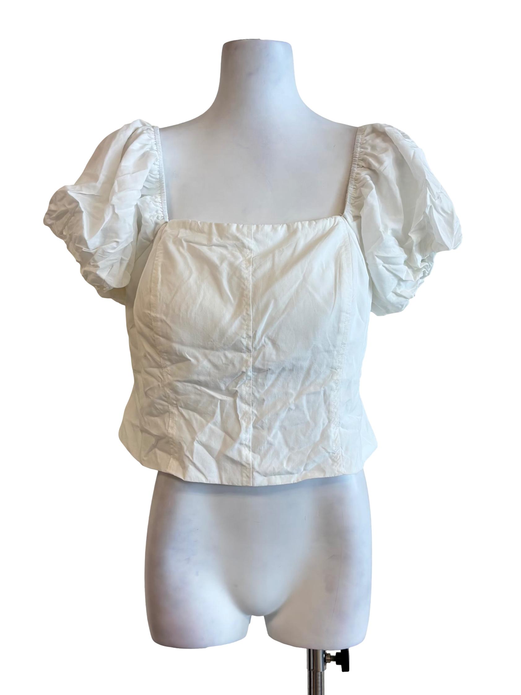 Powder White Puffy Cotton Blouse