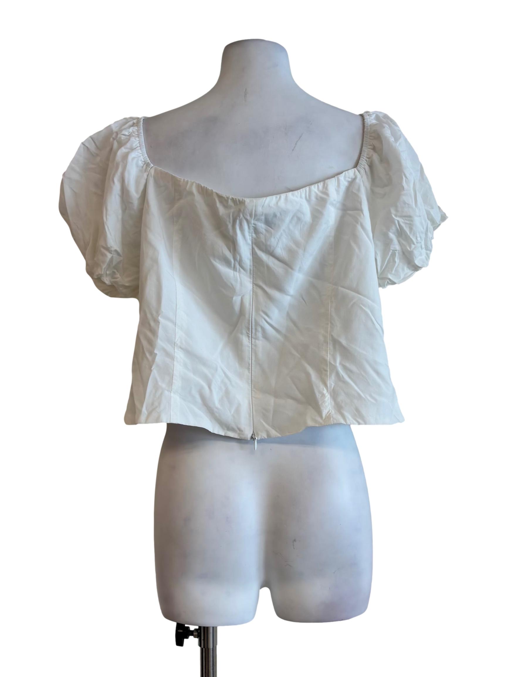 Powder White Puffy Cotton Blouse