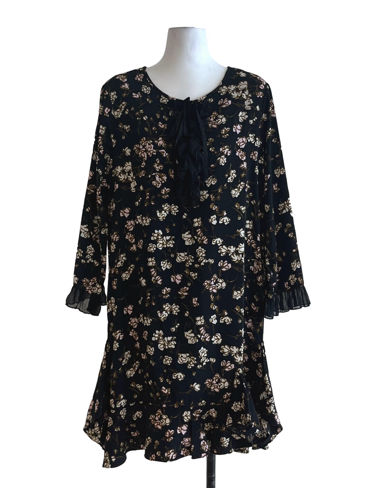 Black Floral Empire Dress