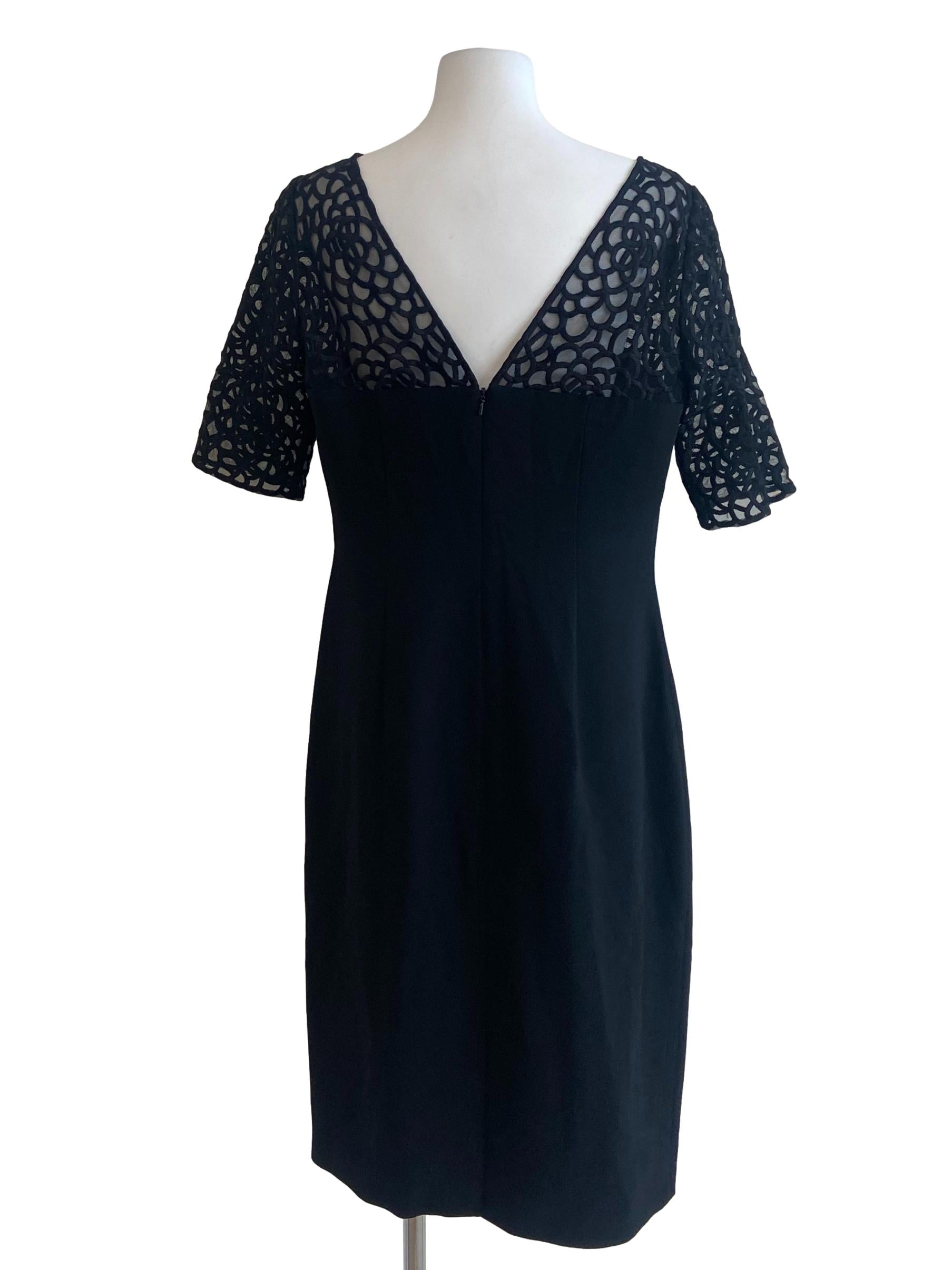 Black Lace Neck Shift Dress