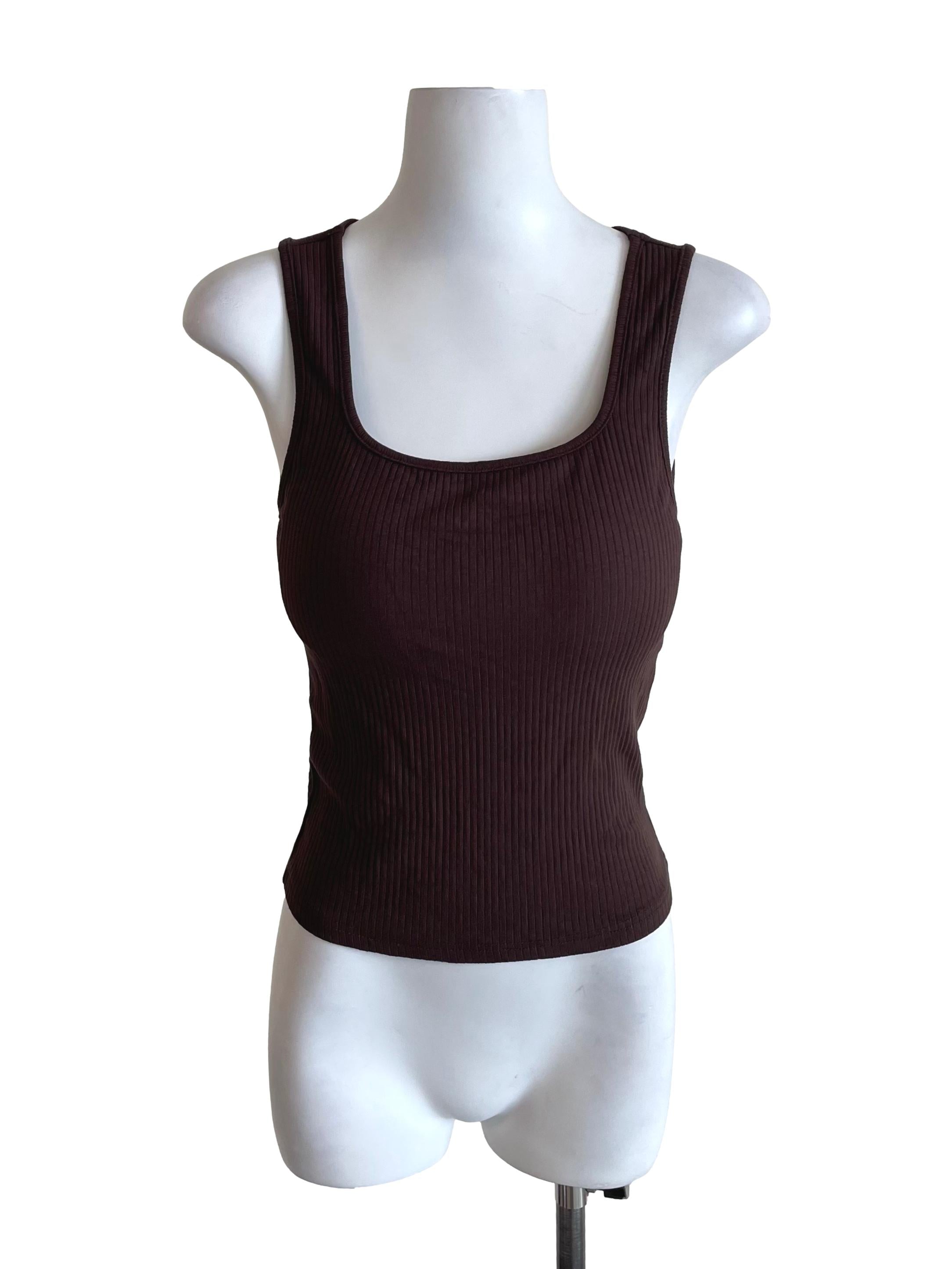 Chocolate Brown Ribbed Tank Top