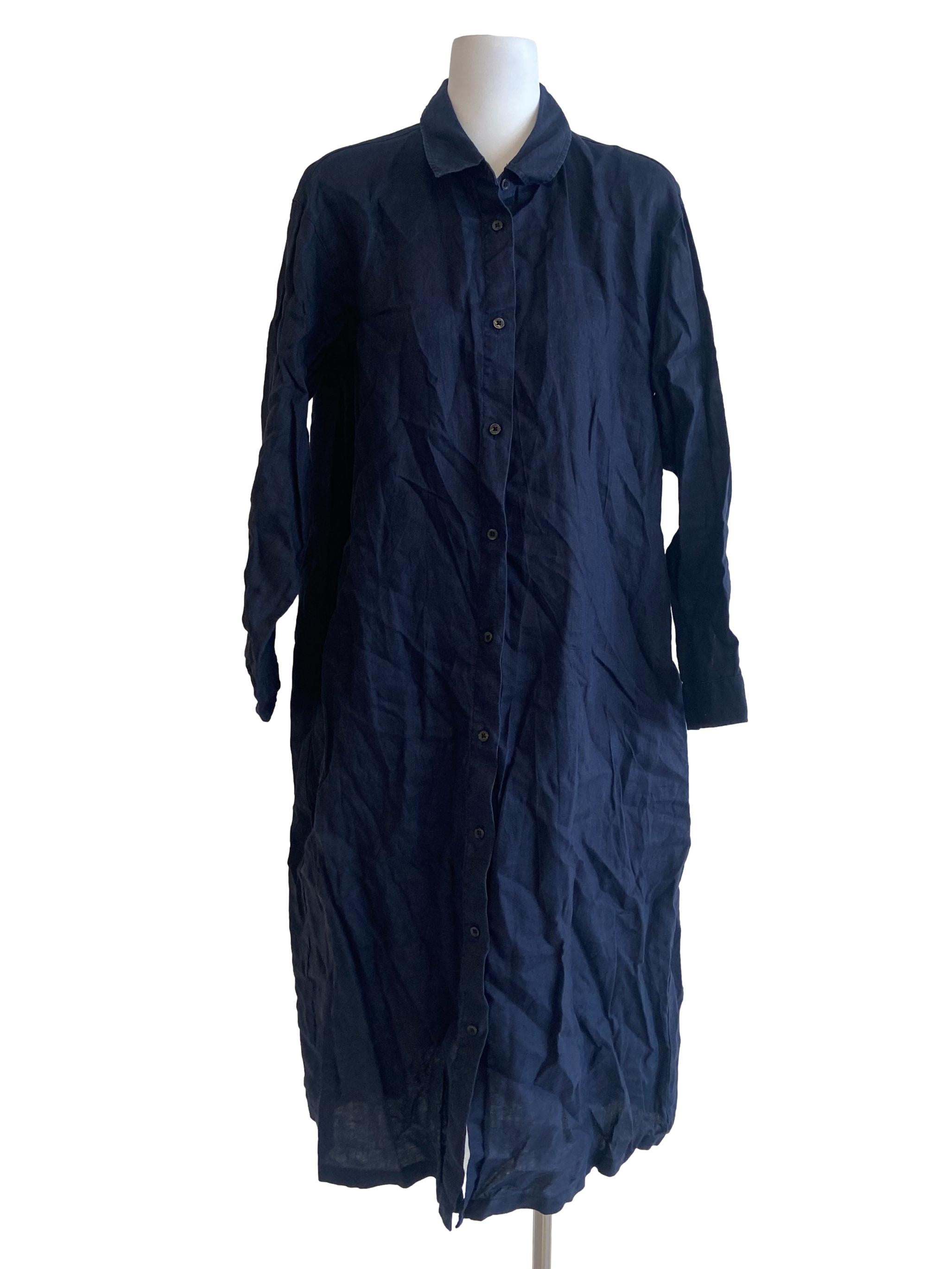Navy Blue Button Down Shirt Dress