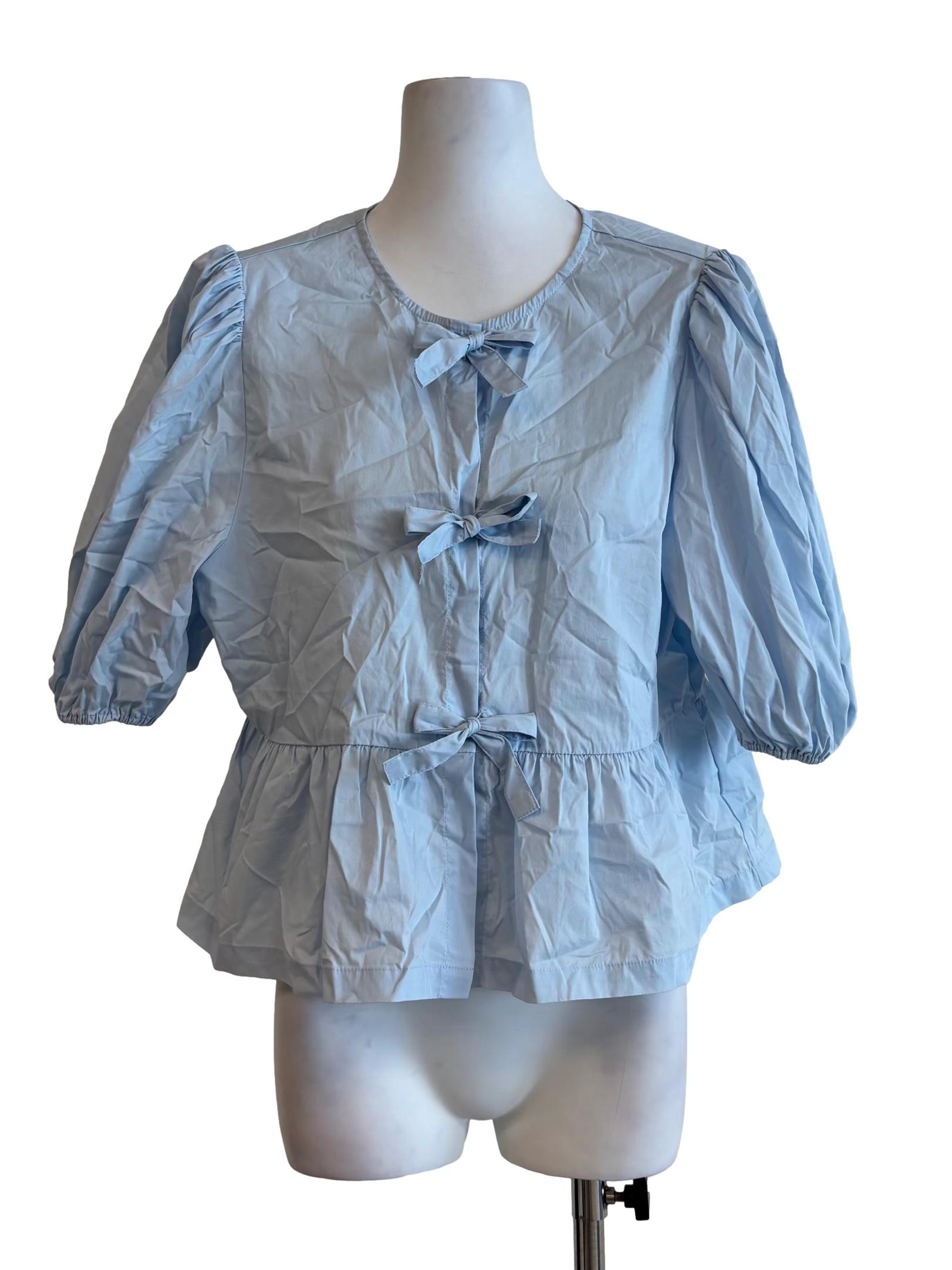 Baby Blue Cotton Ribbon Top