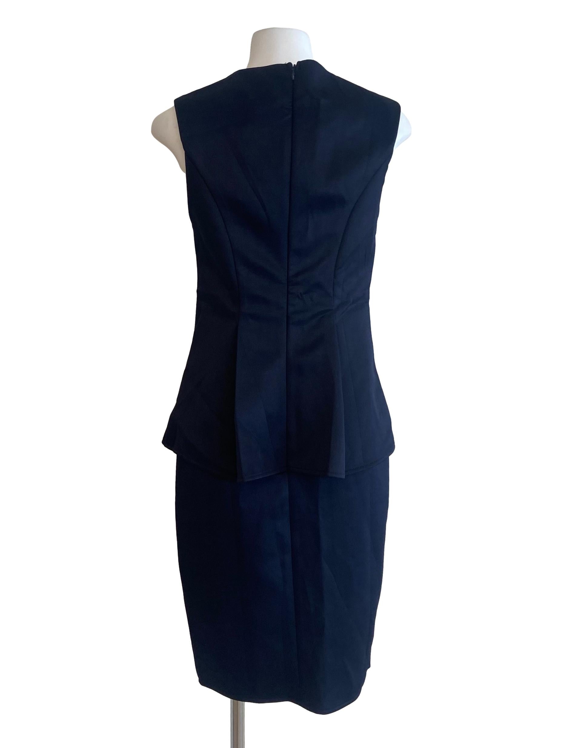 Navy Blue Sleeveless Peplum Dress