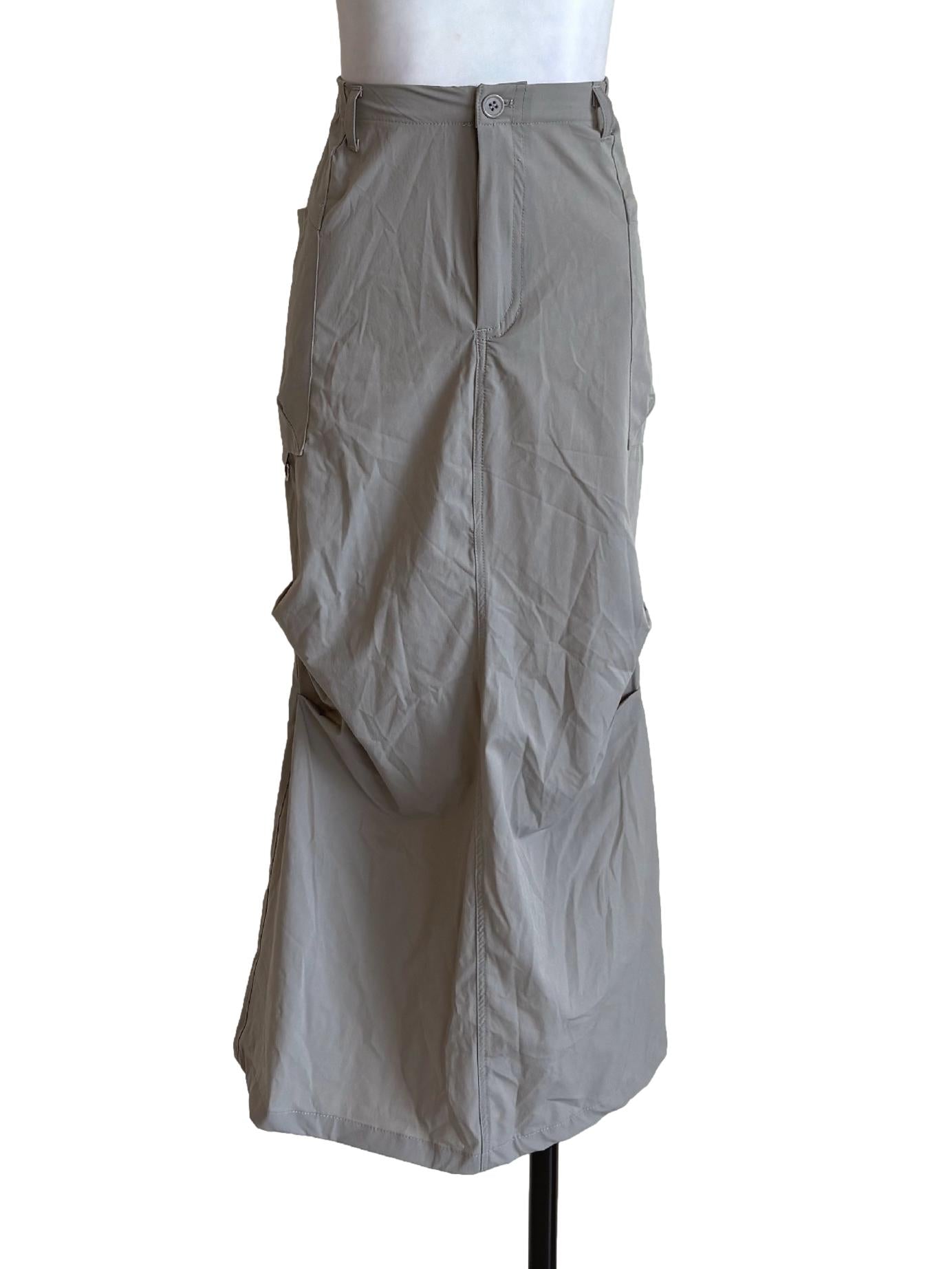 Fossil Grey Gathered Cargo Skirt