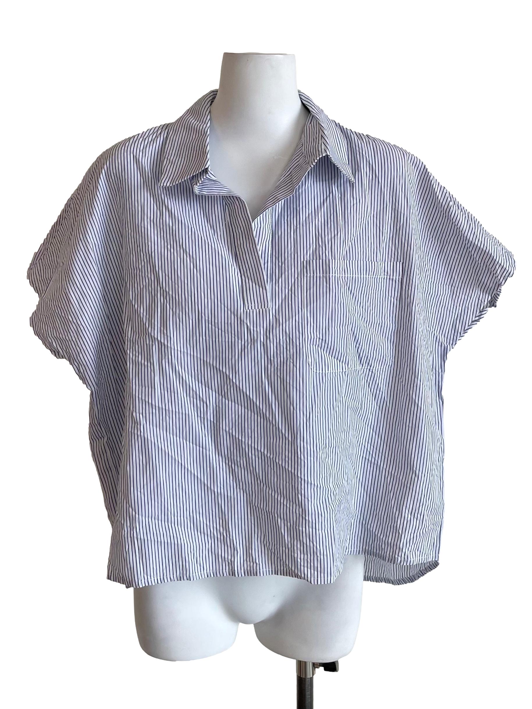 White And Blue Stripes Johnny Top