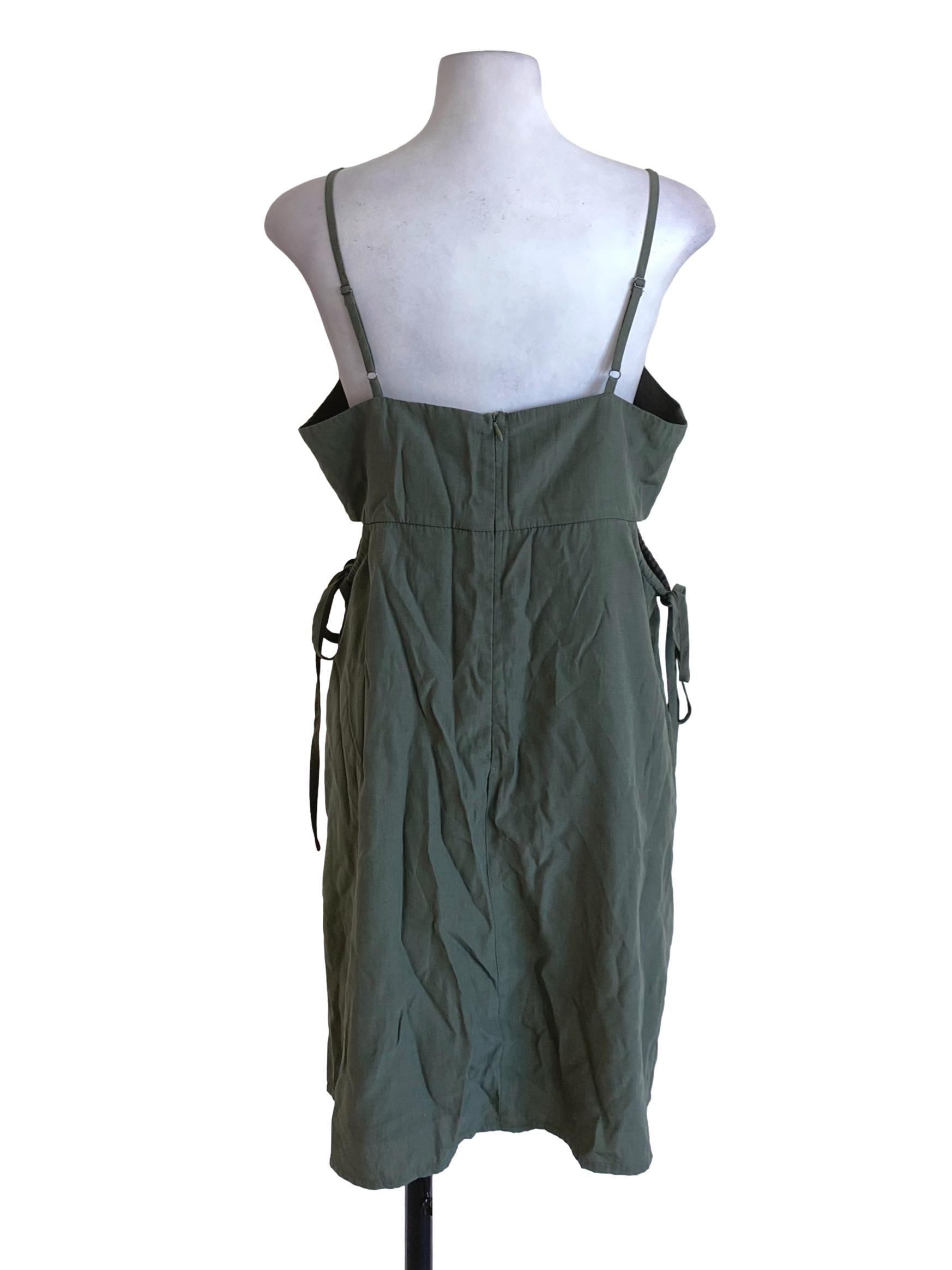 Moss Green Spaghetti Strap Exposed Sides Dress TTR