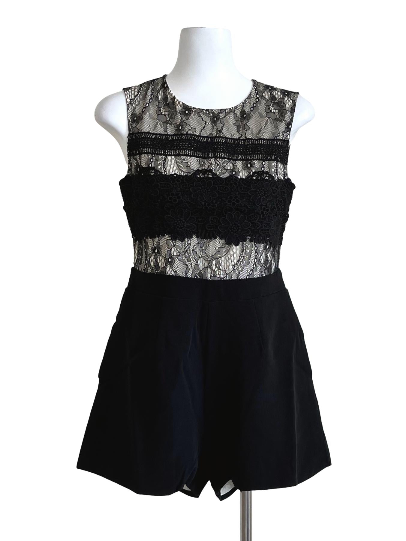 Black Laced Sleeveless Romper