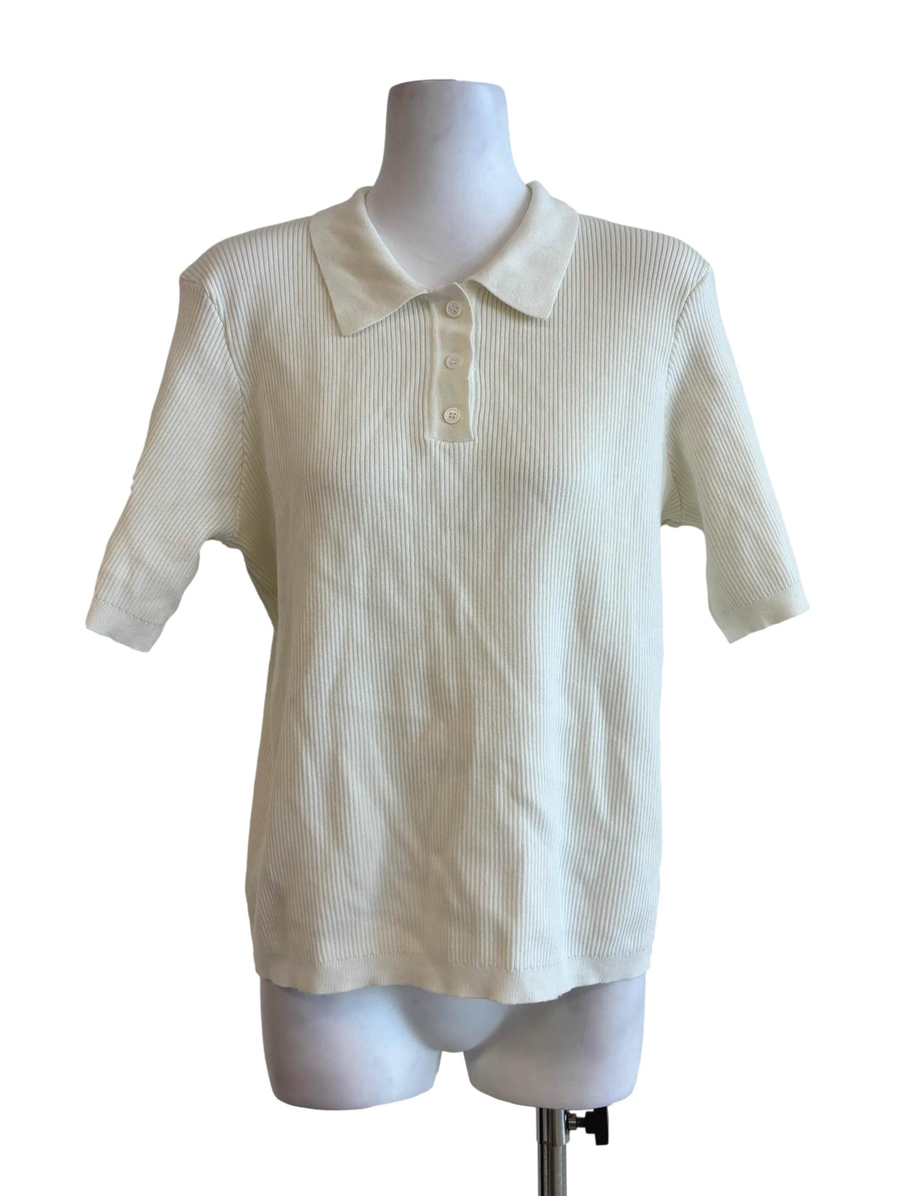 Ivory White Short Sleeve Ribbed Top