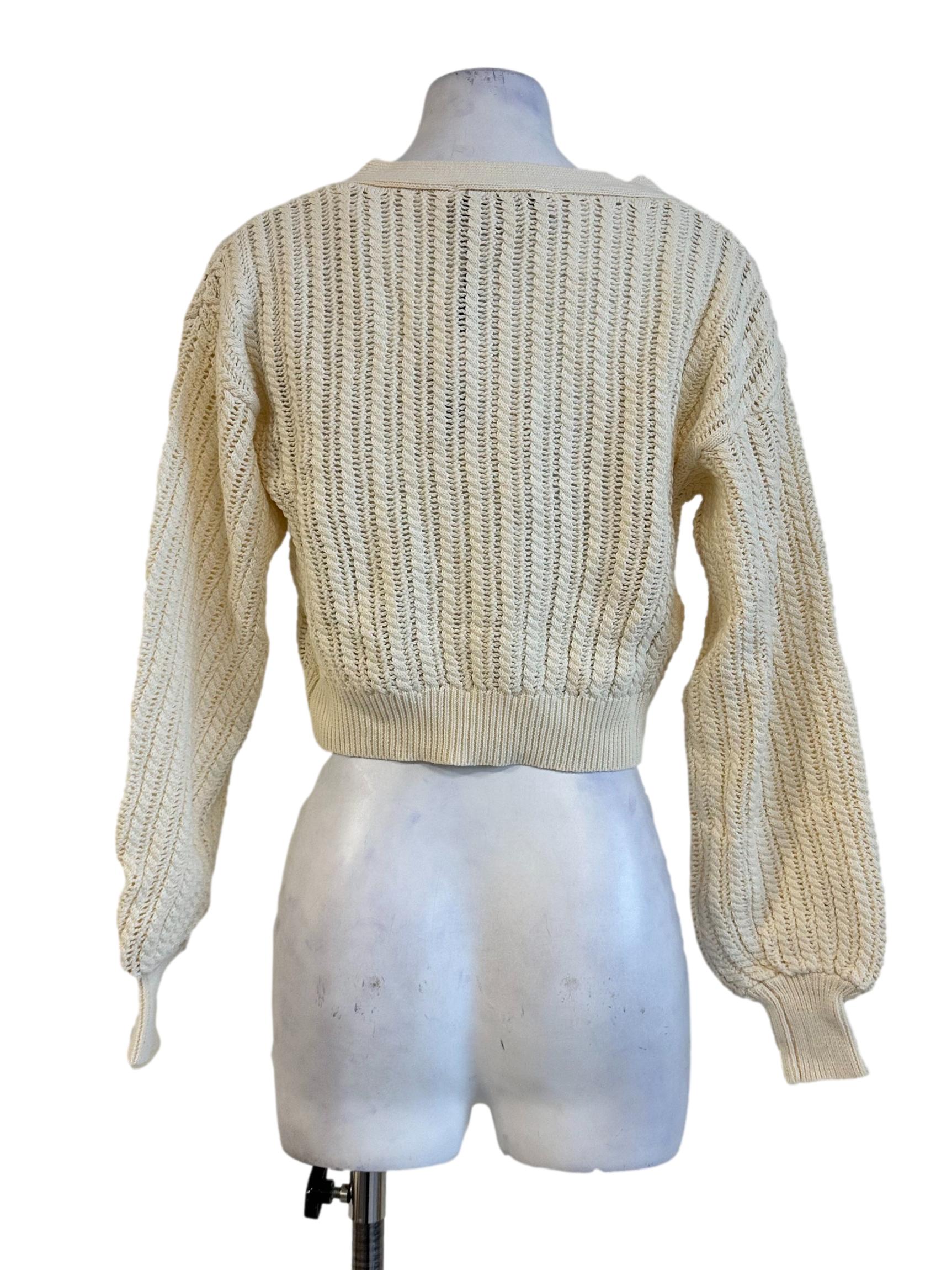 Ivory White V Neckline Knit Cradigan