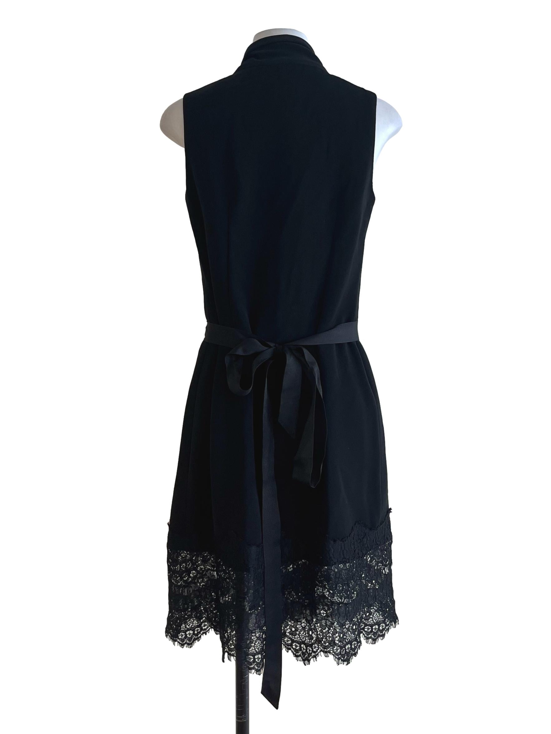 Black Wing Collar Wrap Dress