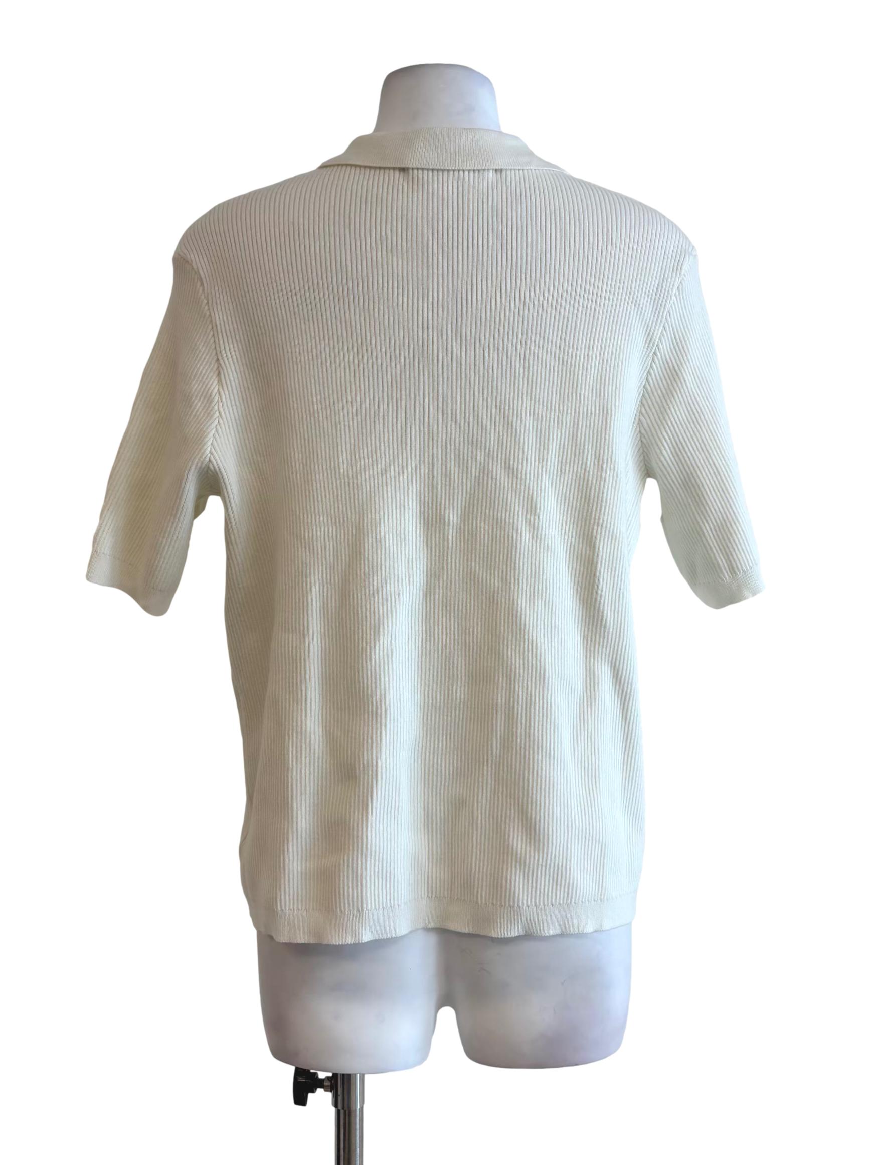 Ivory White Short Sleeve Ribbed Top