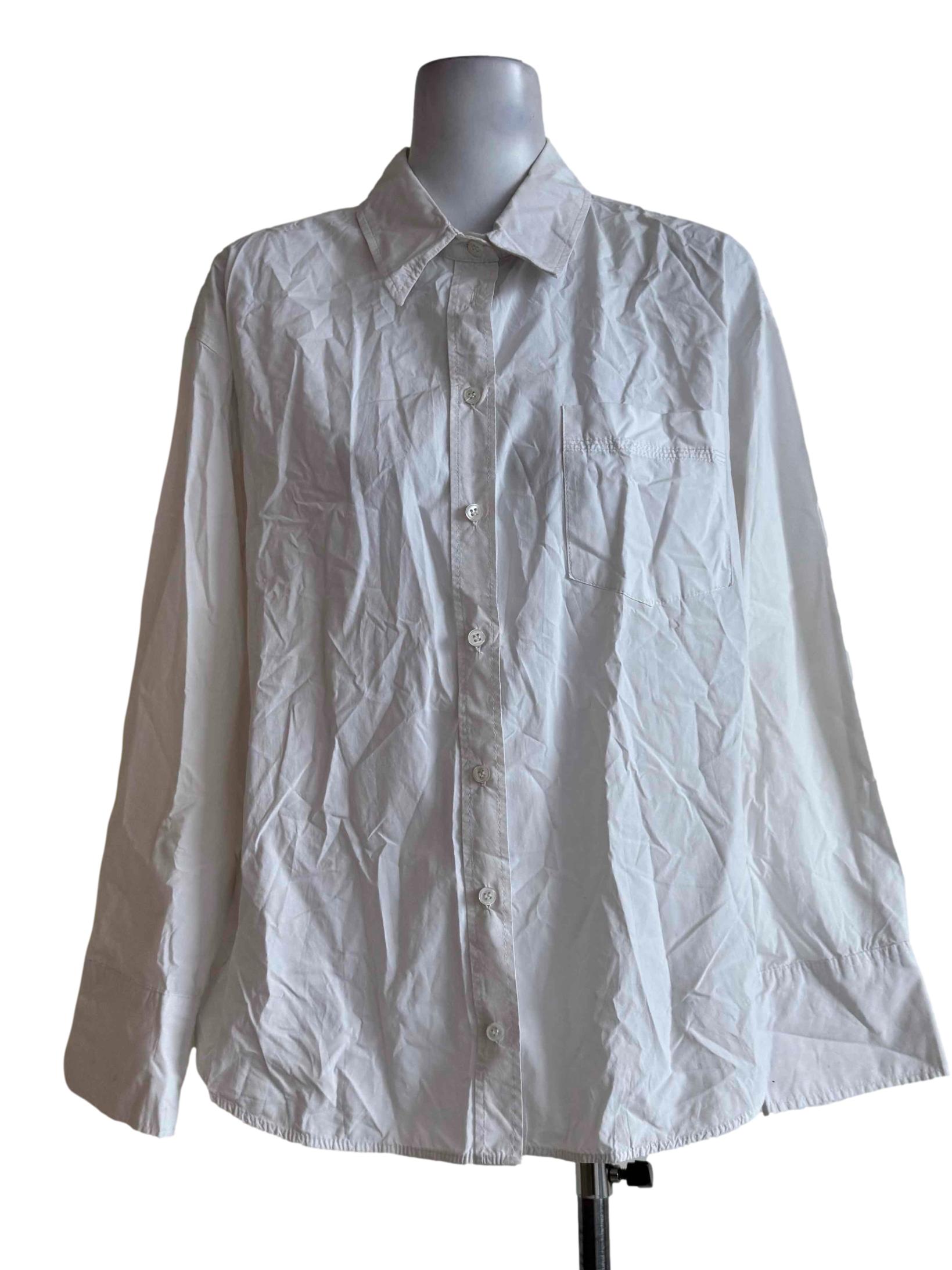 Faded White Long Sleeve Blouse